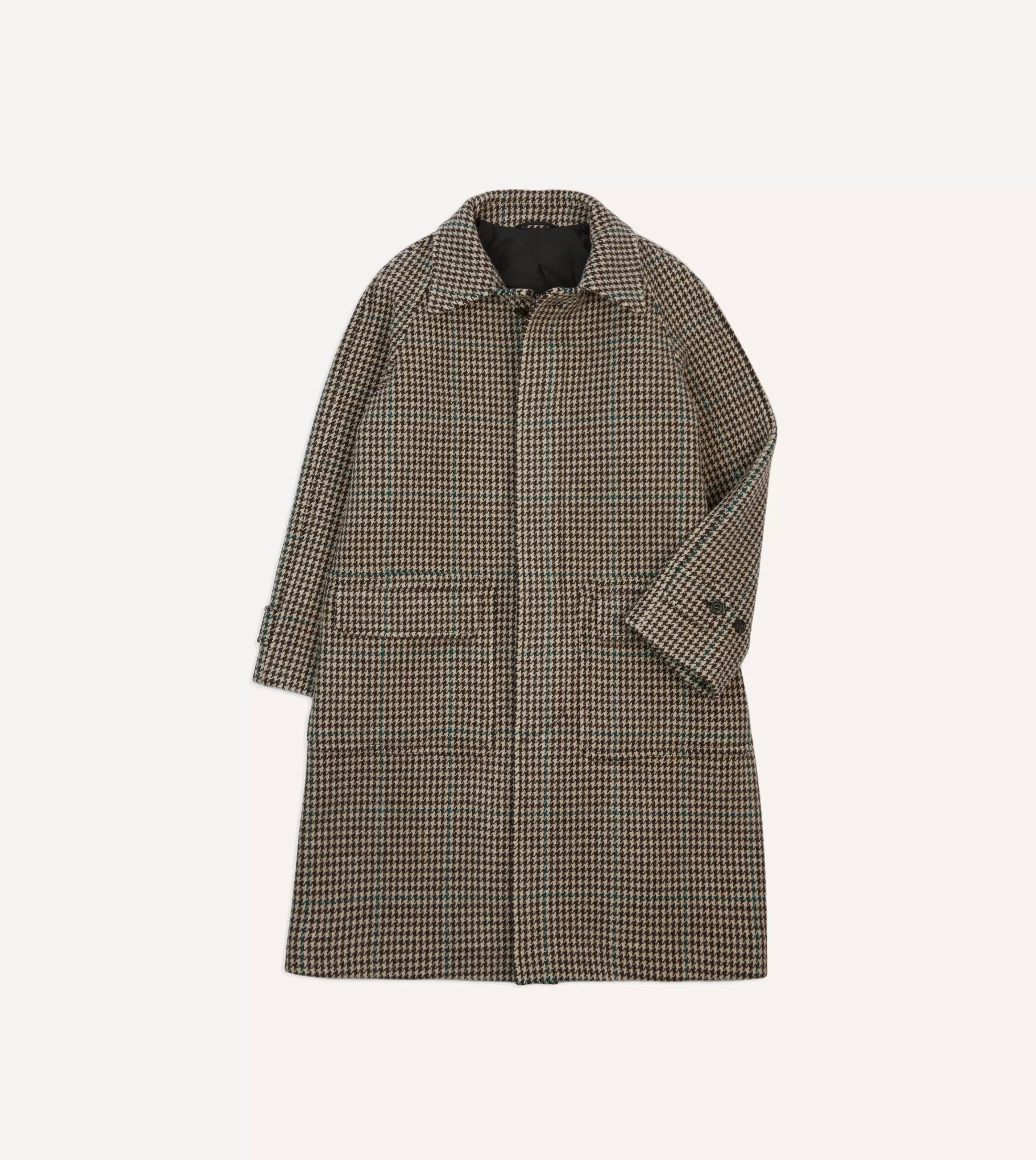 Drake’s Coats & Jackets | Houndstooth Check Wool Raglan Coat