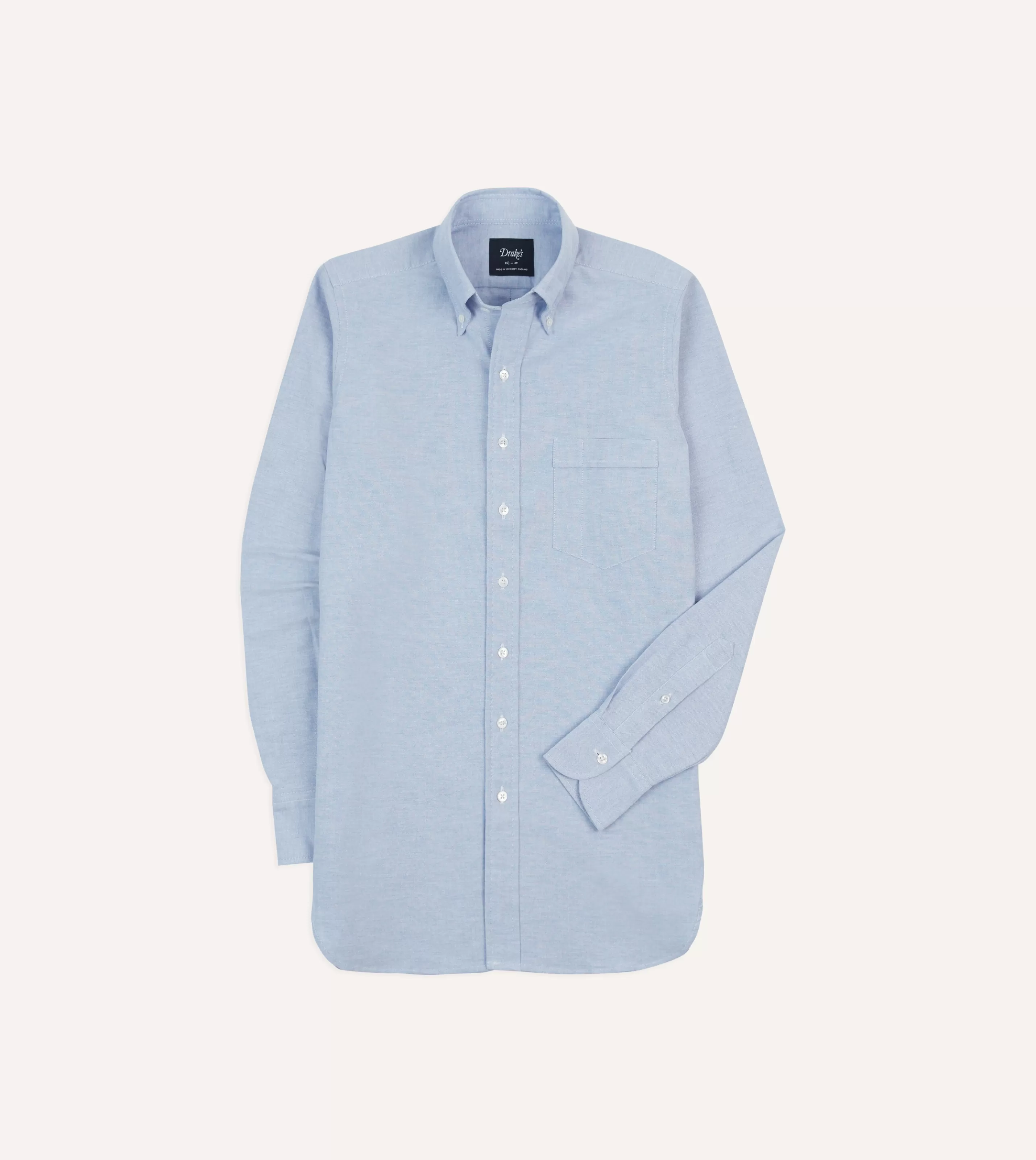 Drake’s Shirts | Formal Shirts | Cotton Oxford Cloth Button-Down Shirt Ice blue