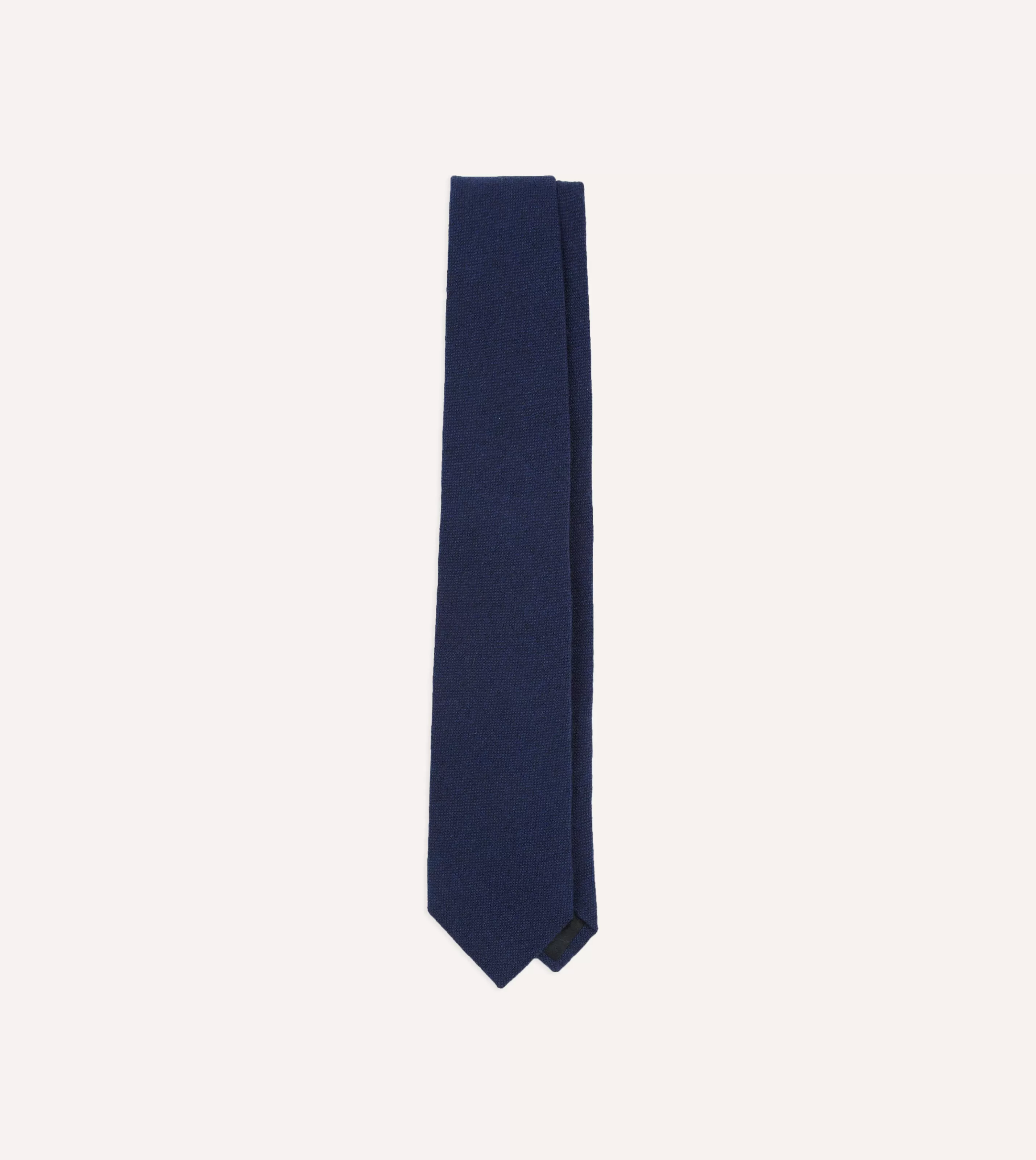 Drake’s Plain Ties | Indigo Pure Cashmere Solid Tipped Tie