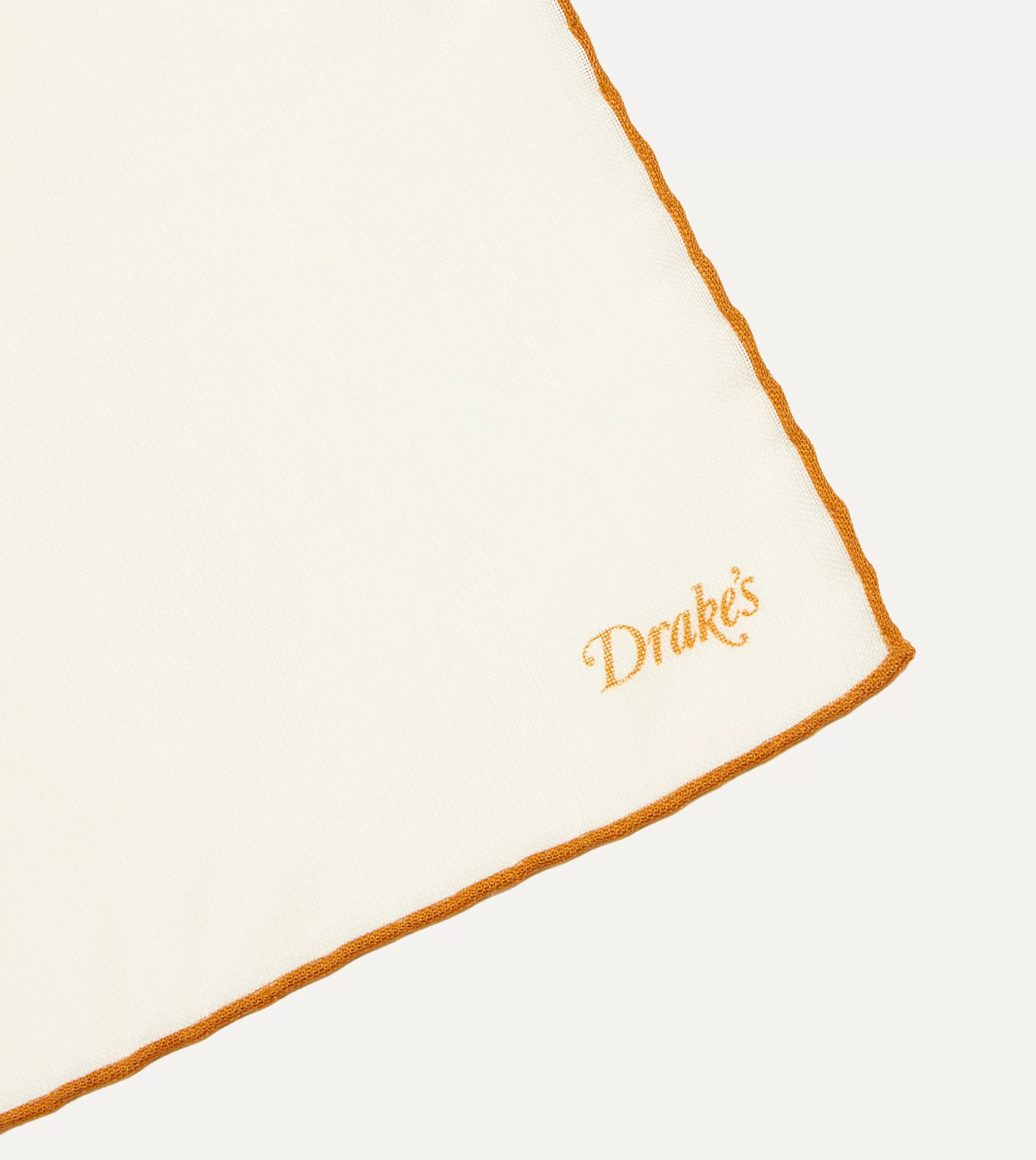 Drake’s Pocket Squares | Ivory And Gold Shoestring Border Silk Pocket Square