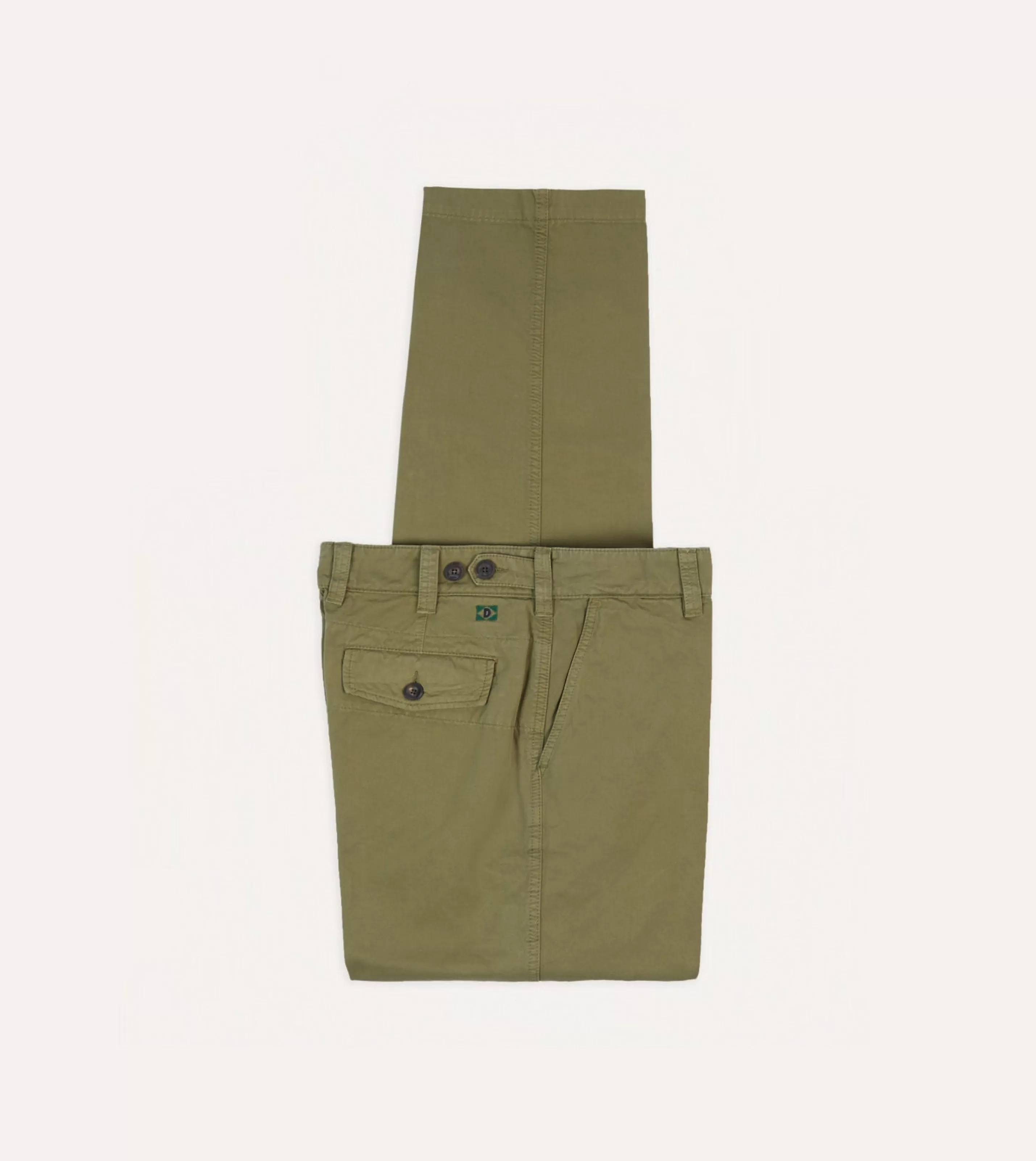 Drake’s Trousers | Cotton Flat Front Chino Khaki