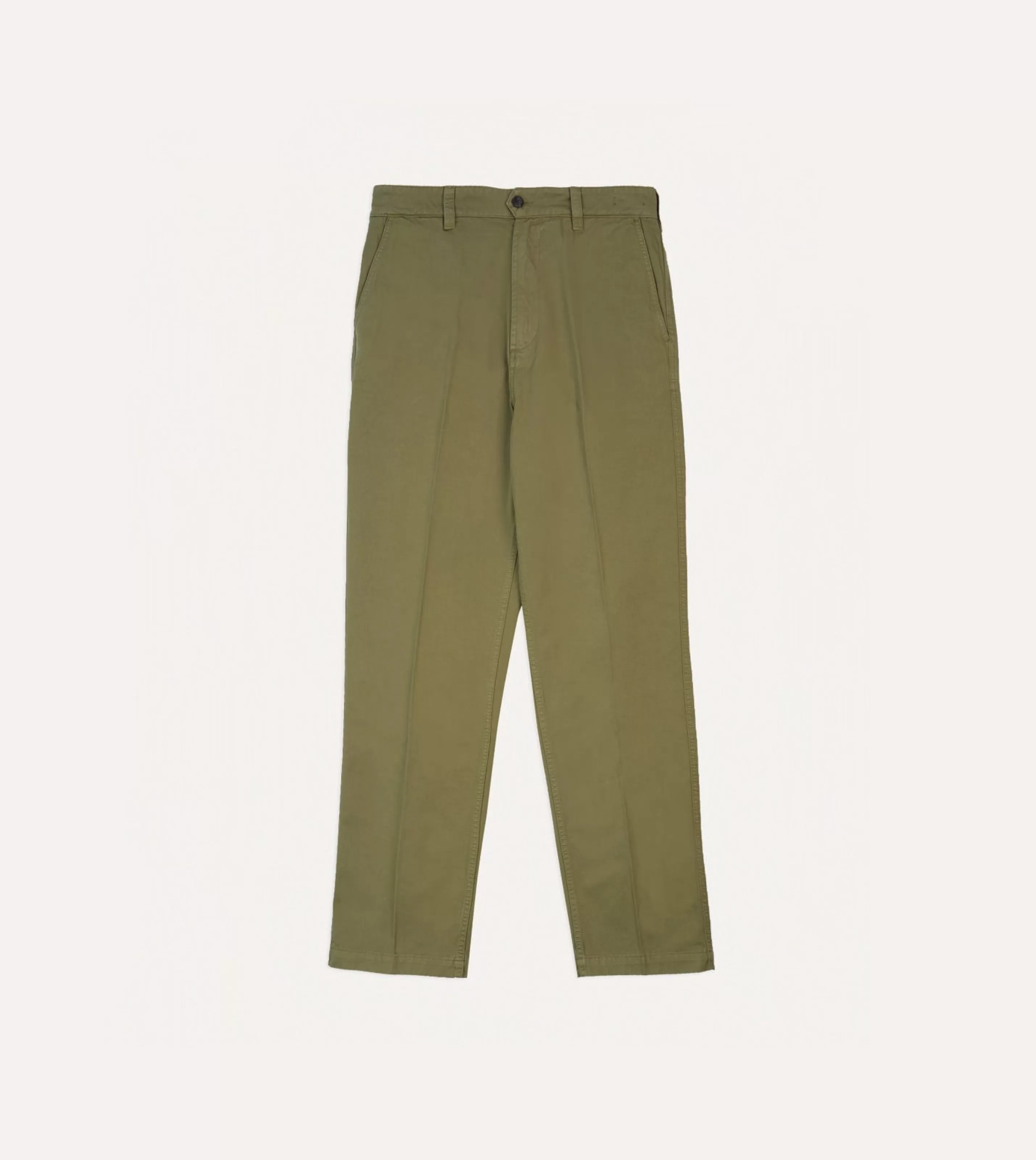 Drake’s Trousers | Cotton Flat Front Chino Khaki