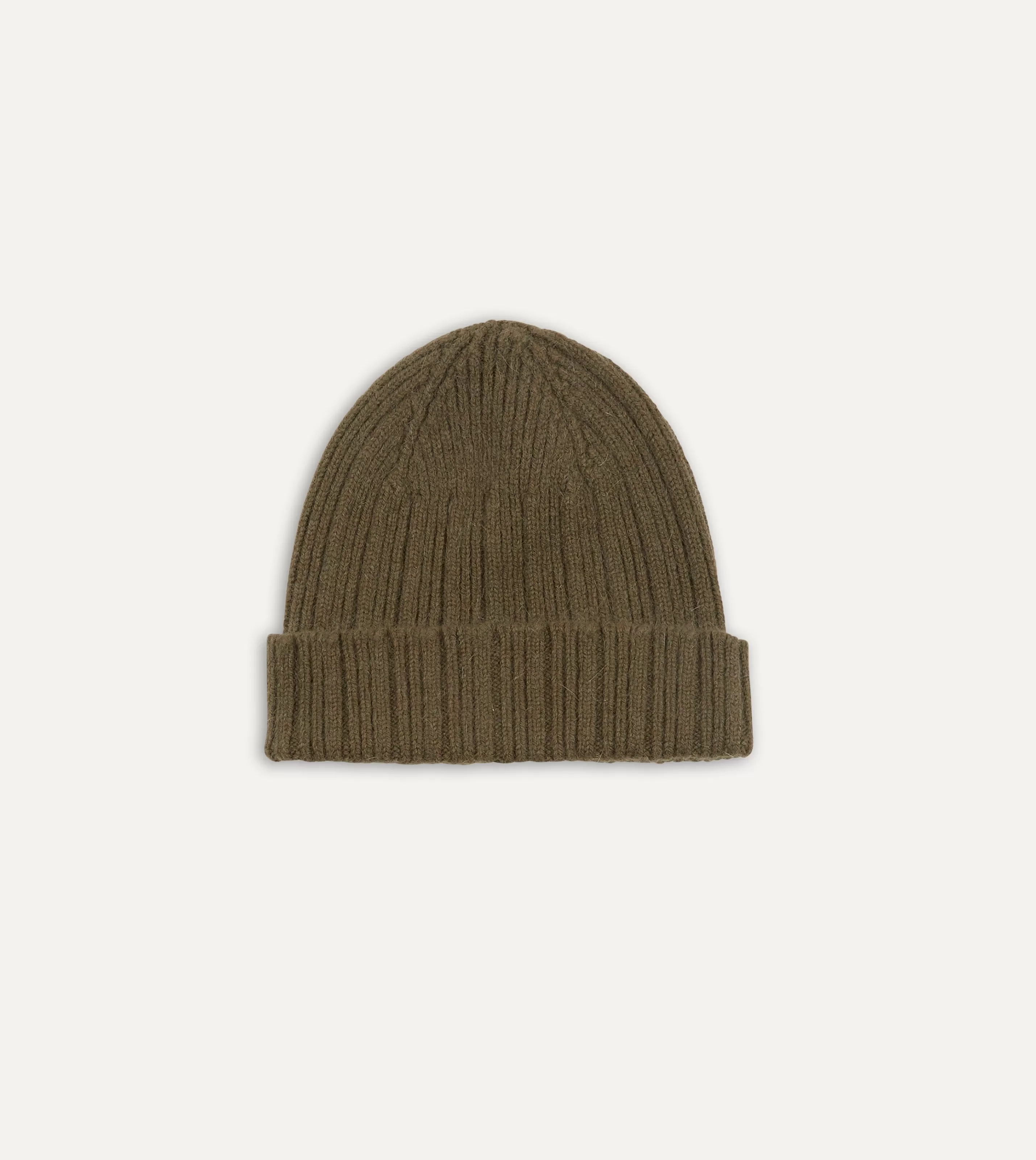 Drake’s Hats | Hats | Angora Lambswool Ribbed Knit Cap Khaki green