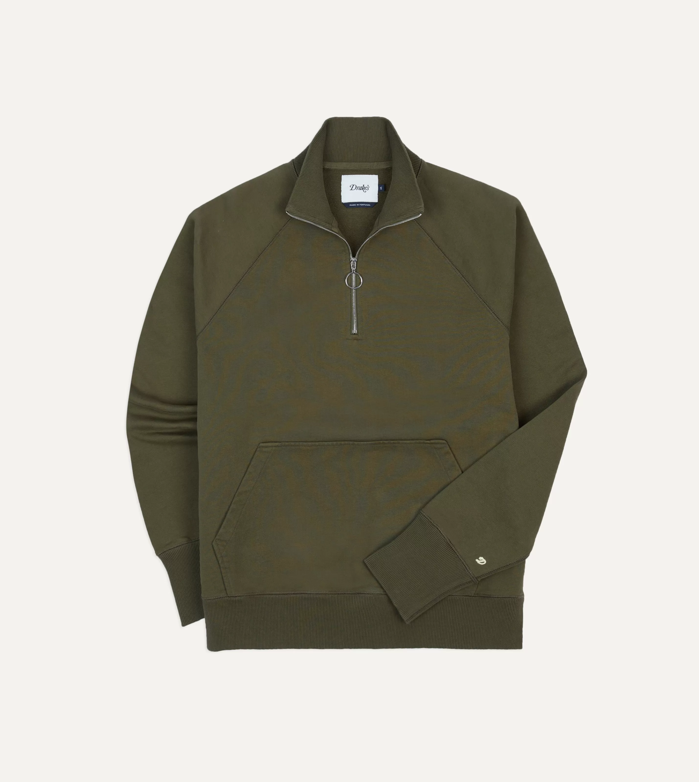 Drake’s Polos & Sweatshirts | Cotton Quarter Zip Sweatshirt Khaki green