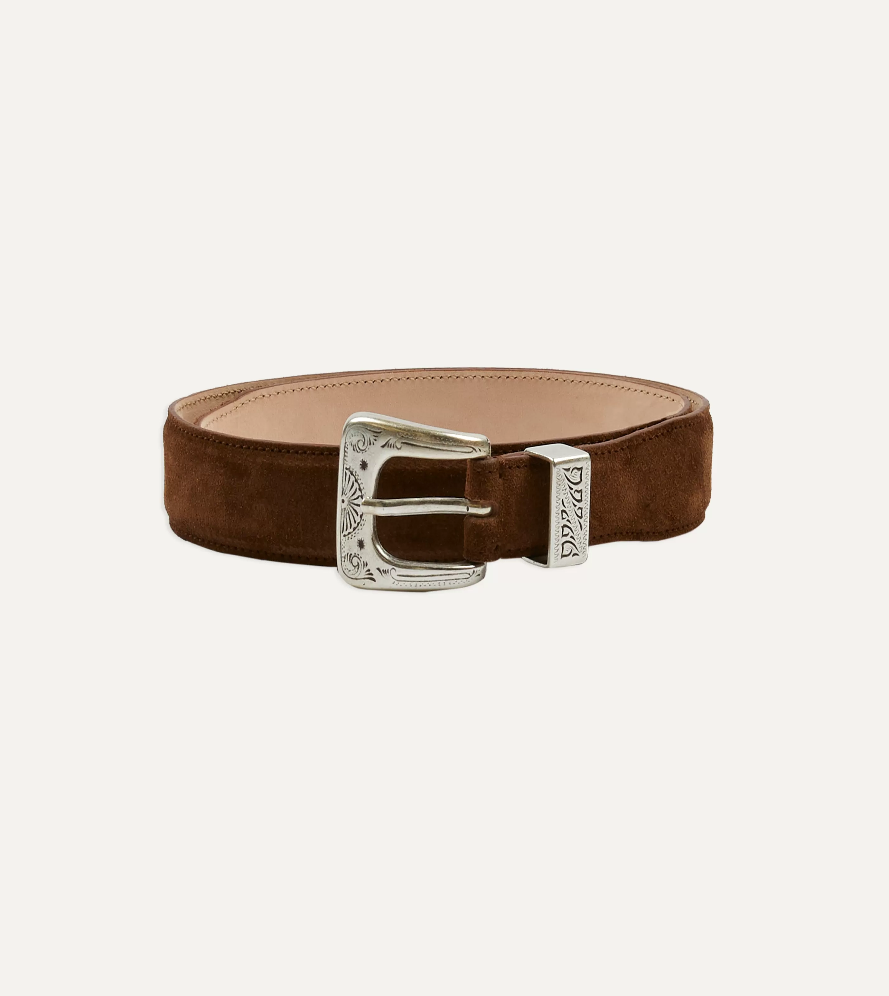 Drake’s Belts | Light Brown Suede Western Belt