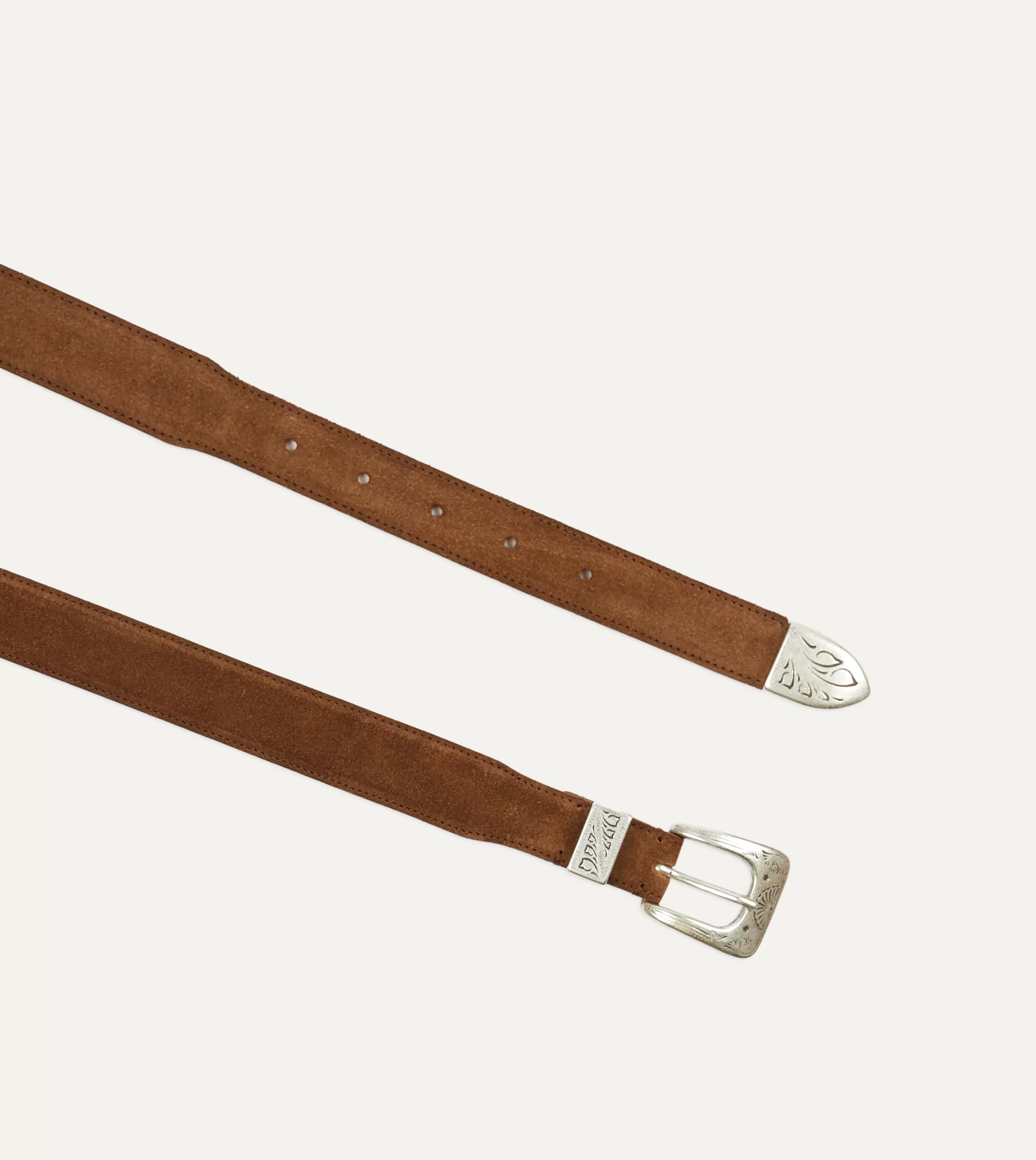 Drake’s Belts | Light Brown Suede Western Belt