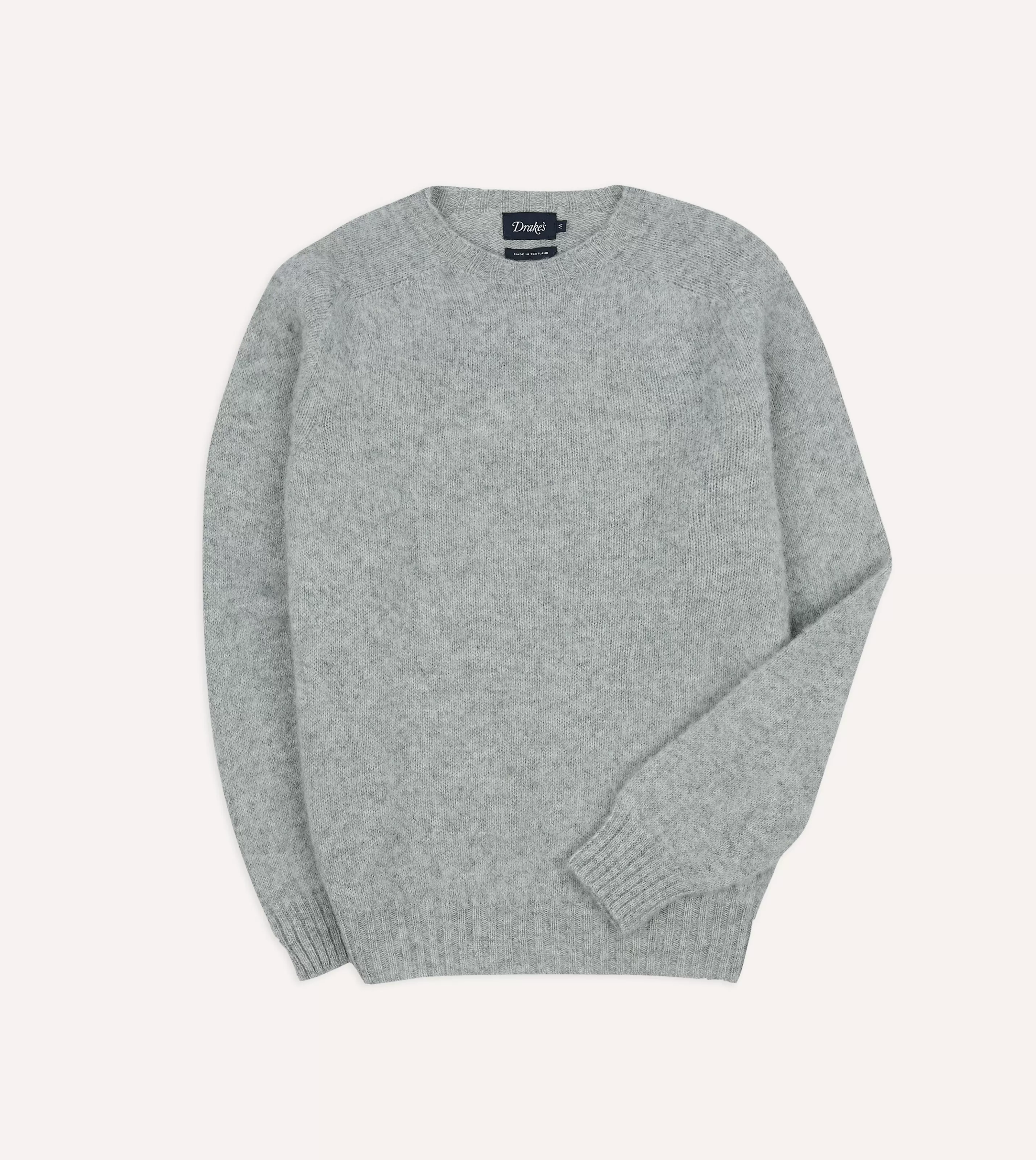 Drake’s Knitwear | Knitwear | Brushed Shetland Crew Neck Jumper Light grey