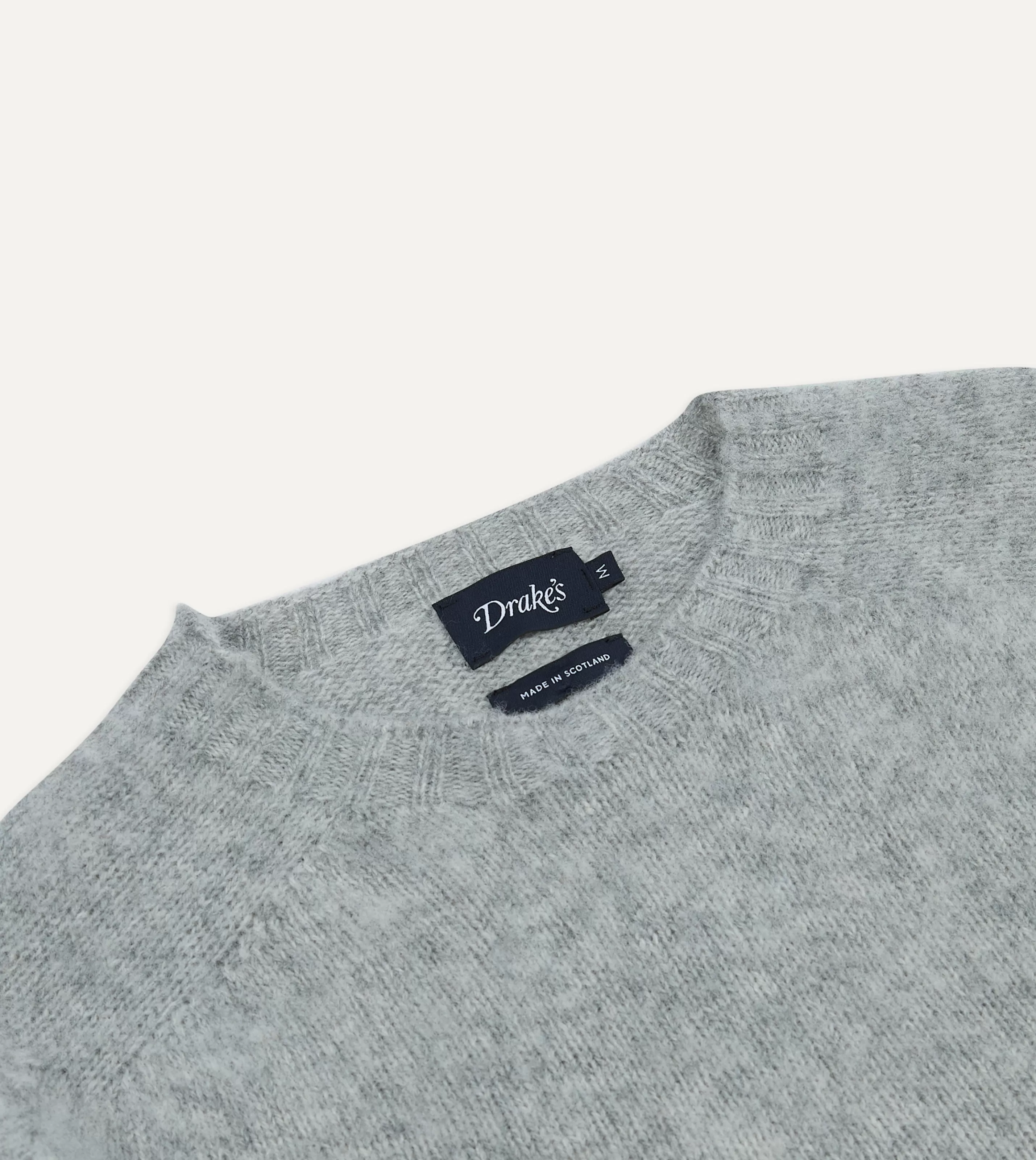 Drake’s Knitwear | Knitwear | Brushed Shetland Crew Neck Jumper Light grey