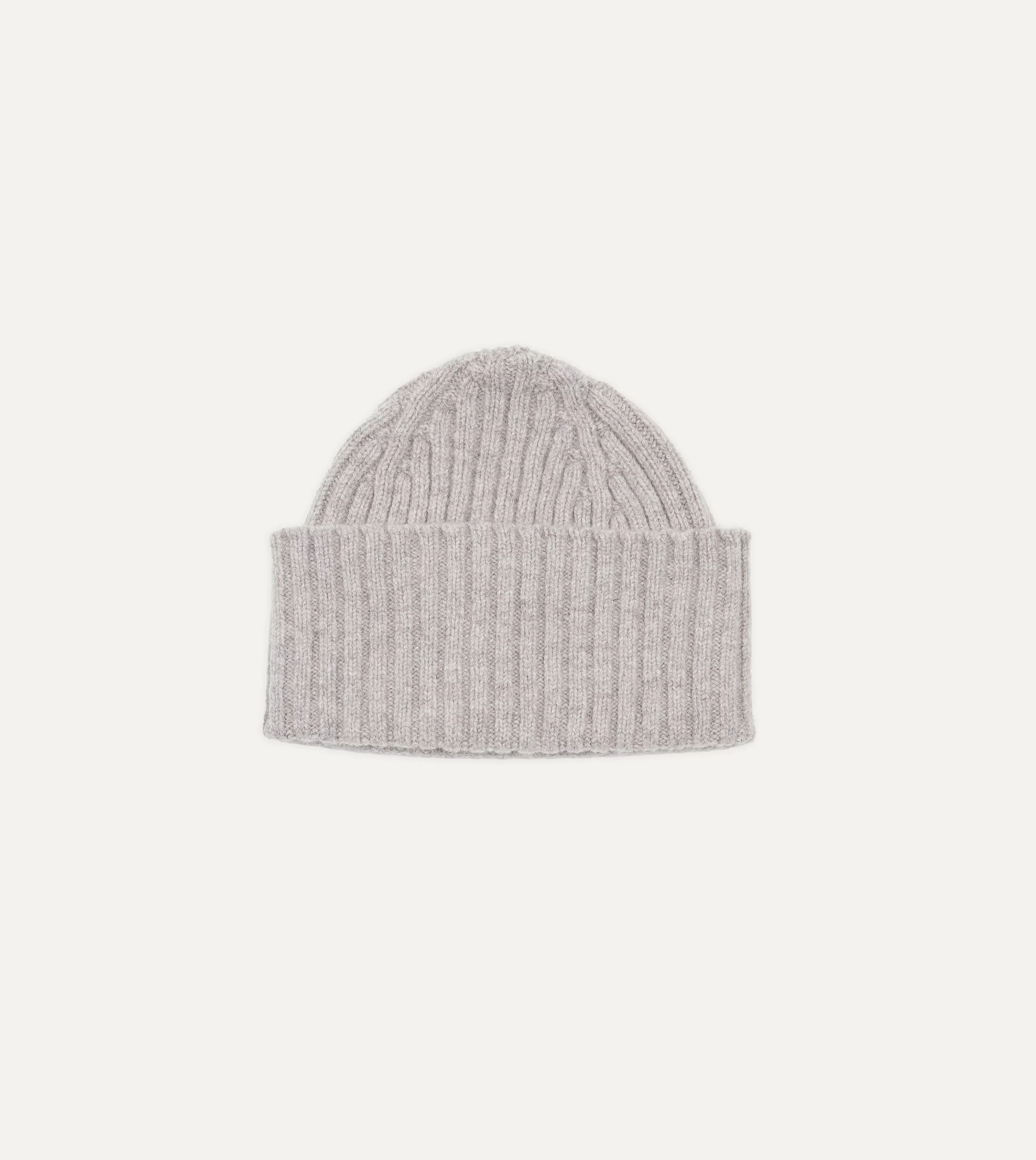 Drake’s Hats | Lambswool Ribbed Knit Cap Light grey