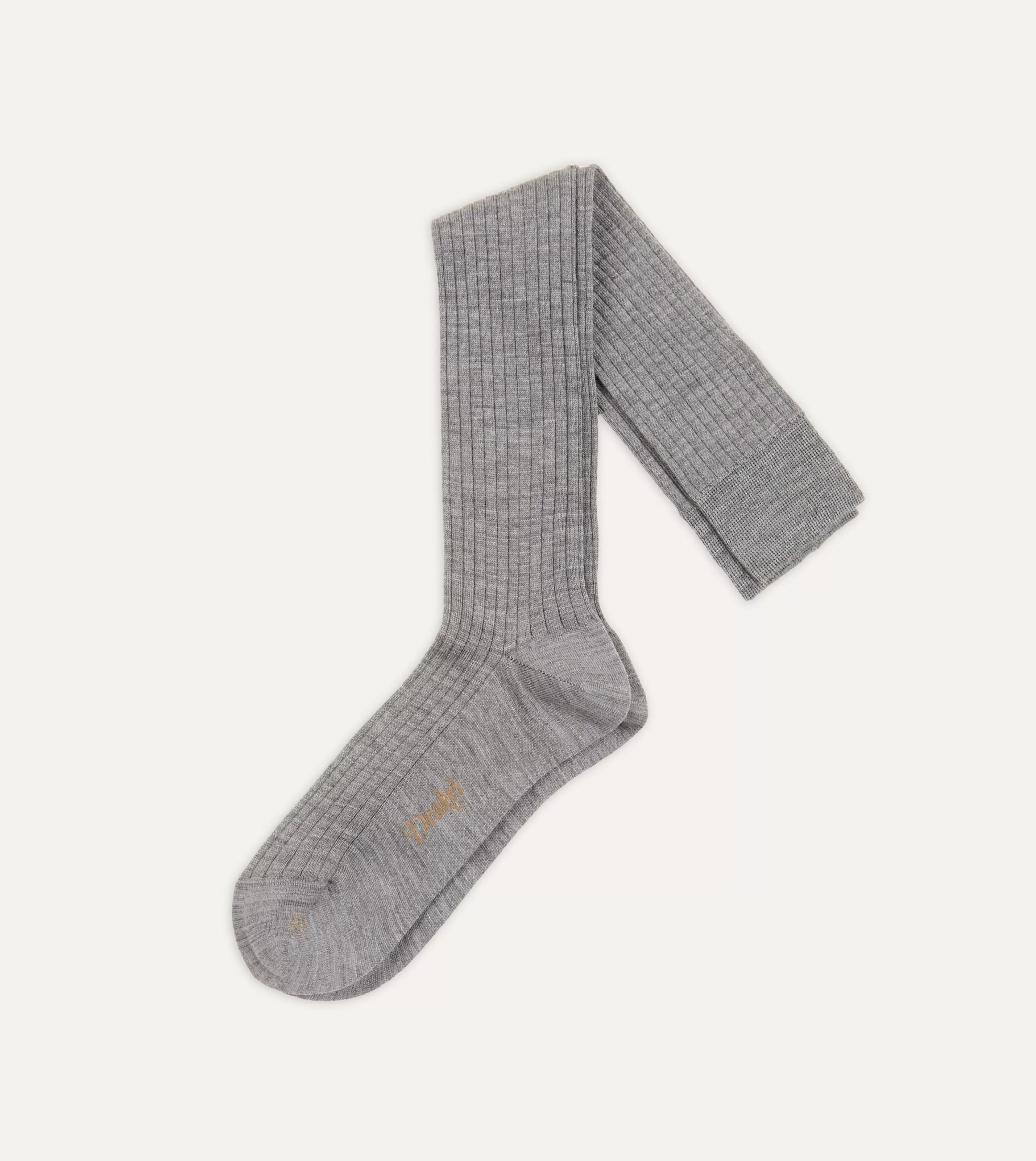 Drake’s Socks | Socks | Wool Over-The-Calf Socks Light grey