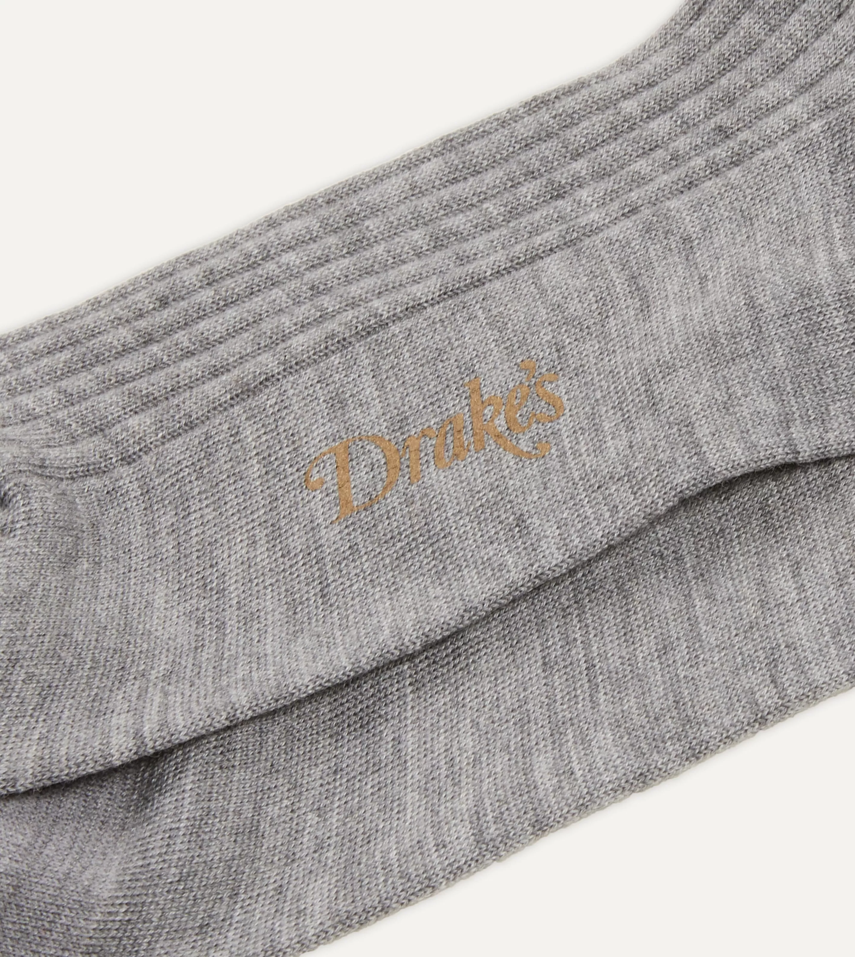 Drake’s Socks | Socks | Wool Over-The-Calf Socks Light grey