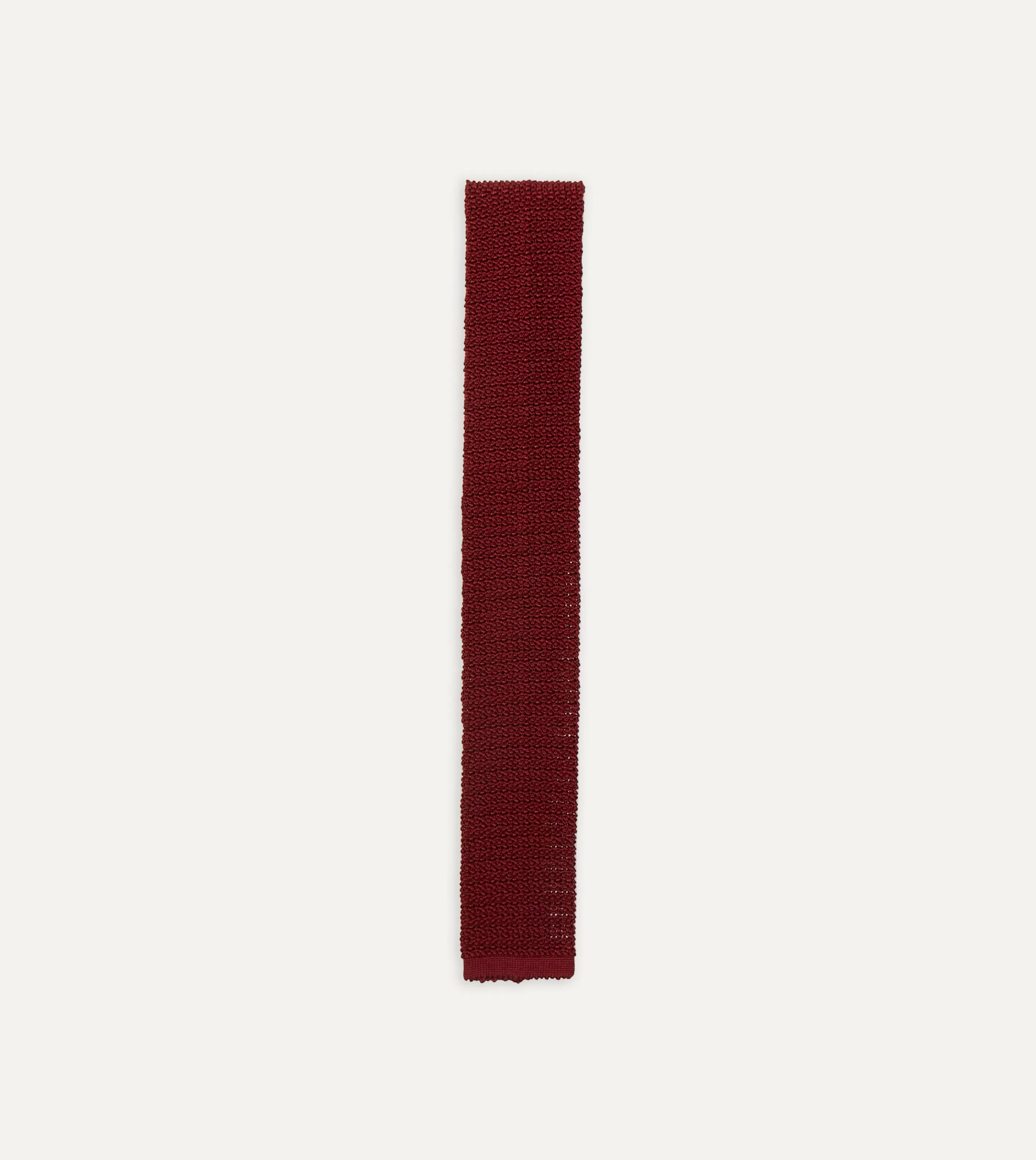 Drake’s Plain Ties | Light Wine Knitted Silk Solid Colour Tie