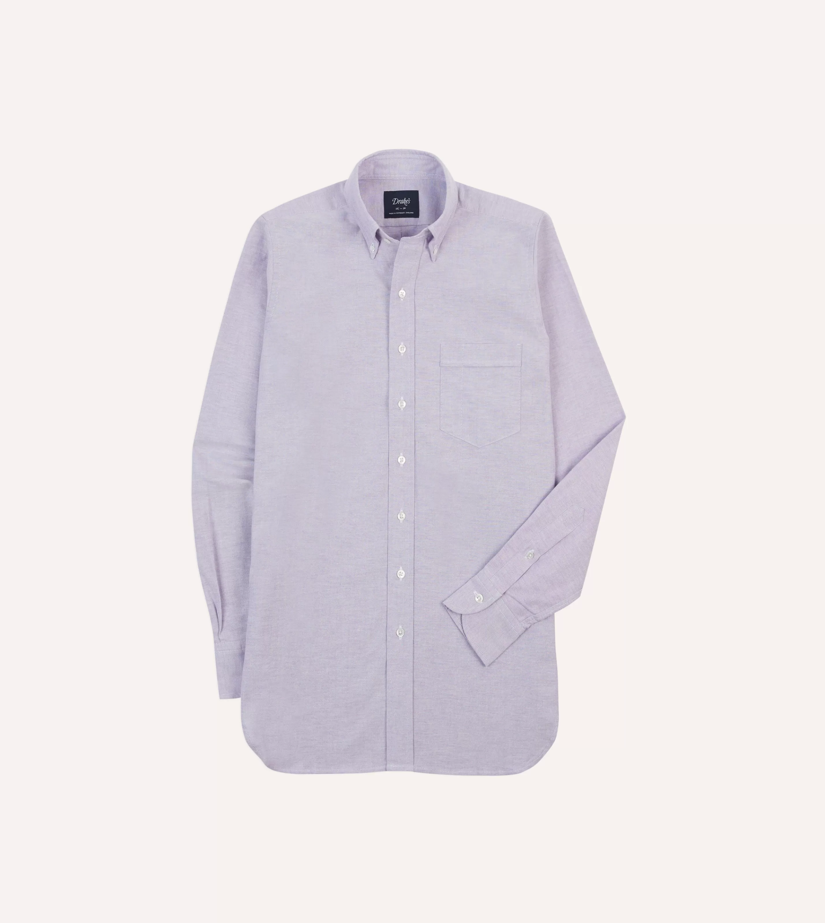 Drake’s Shirts | Formal Shirts | Cotton Oxford Cloth Button-Down Shirt Lilac