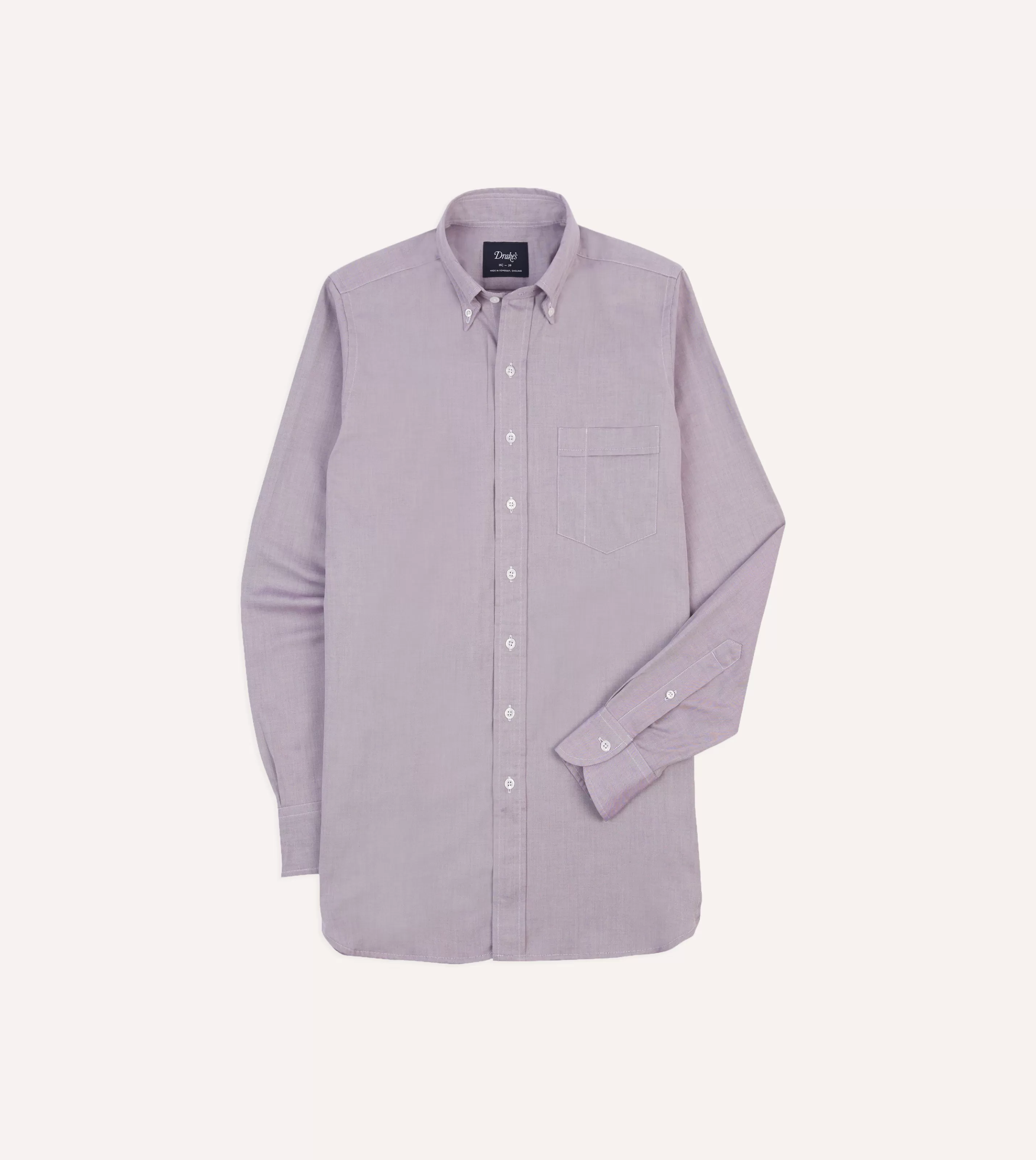 Drake’s Shirts | Formal Shirts | Pinpoint Oxford Cotton Cloth Button-Down Shirt Lilac