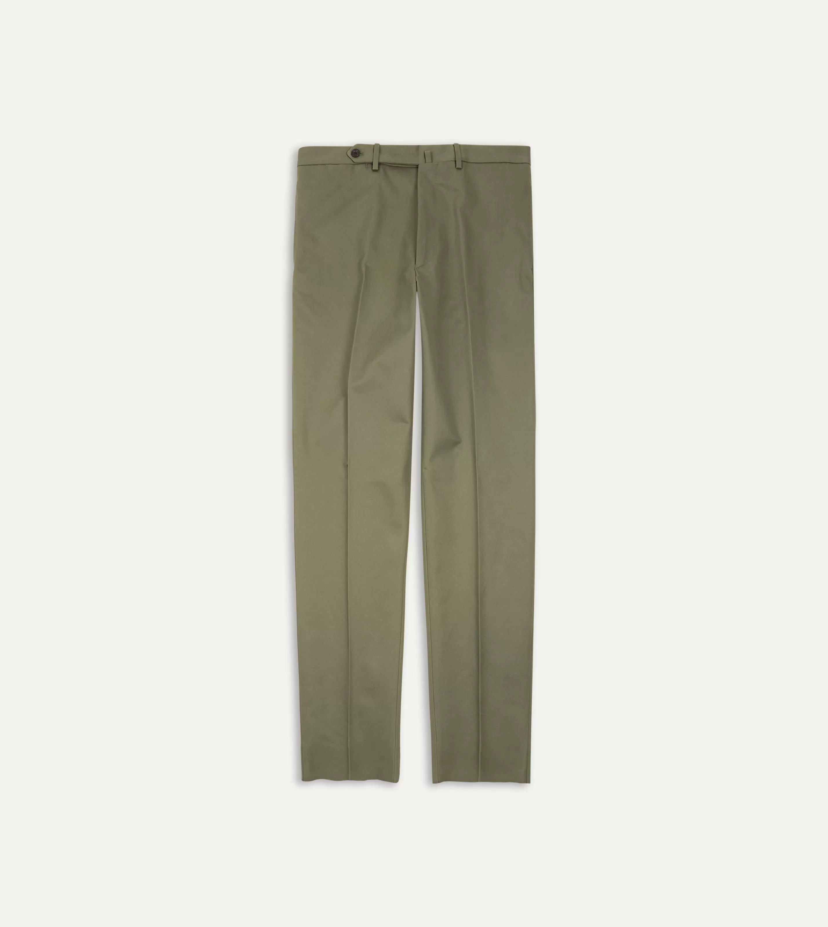 Drake’s Trousers | Trousers | Cotton Drill Flat Front Trouser Lovat