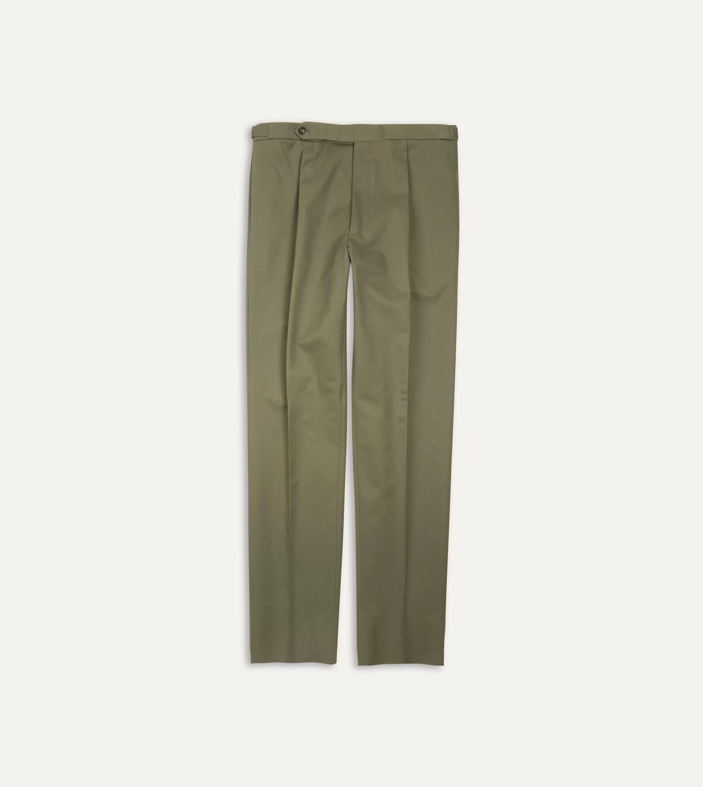 Drake’s Trousers | Trousers | Cotton Drill Single Pleat Trouser Lovat