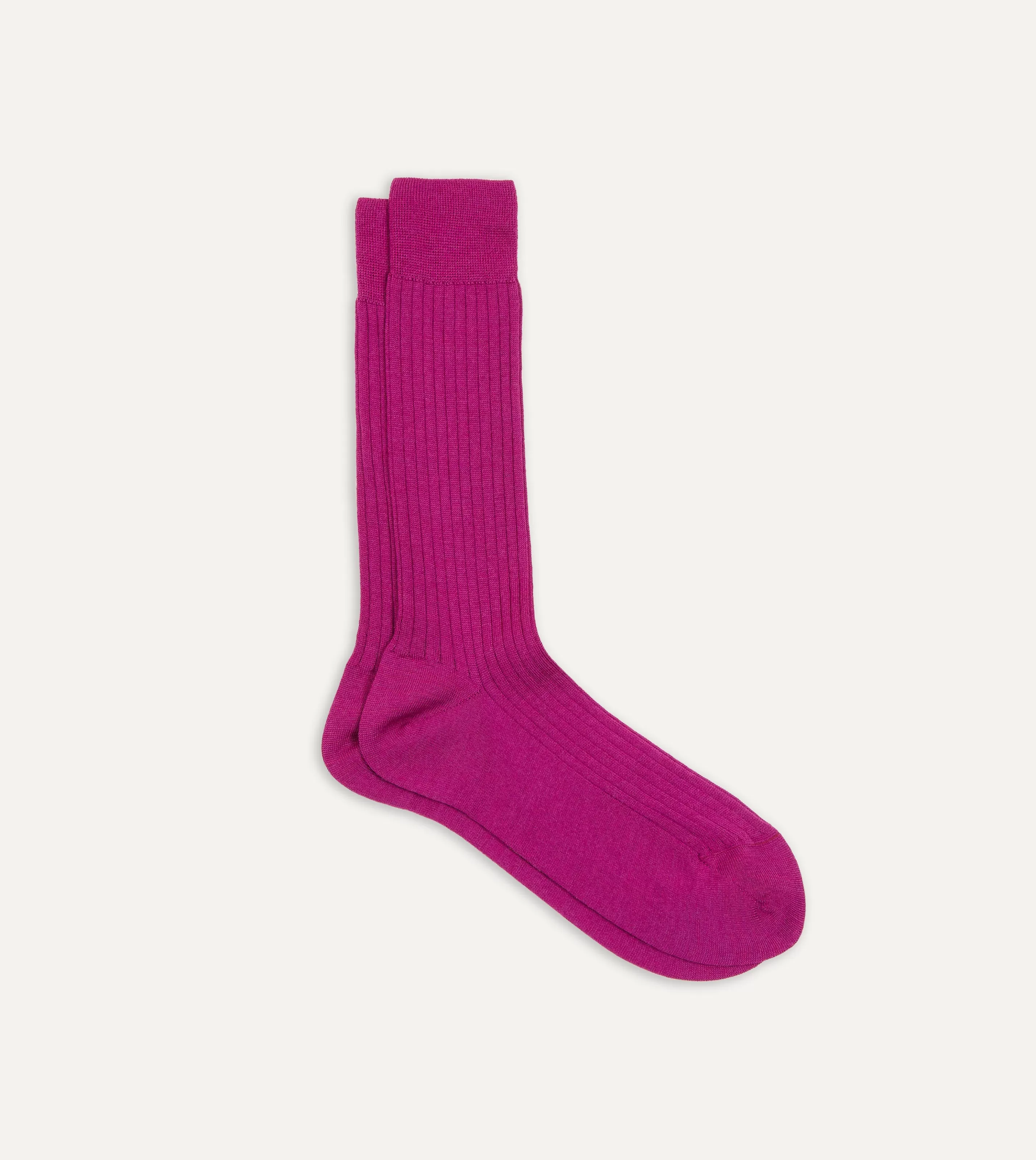 Drake’s Socks | Socks | Wool Mid-Calf Socks Magenta