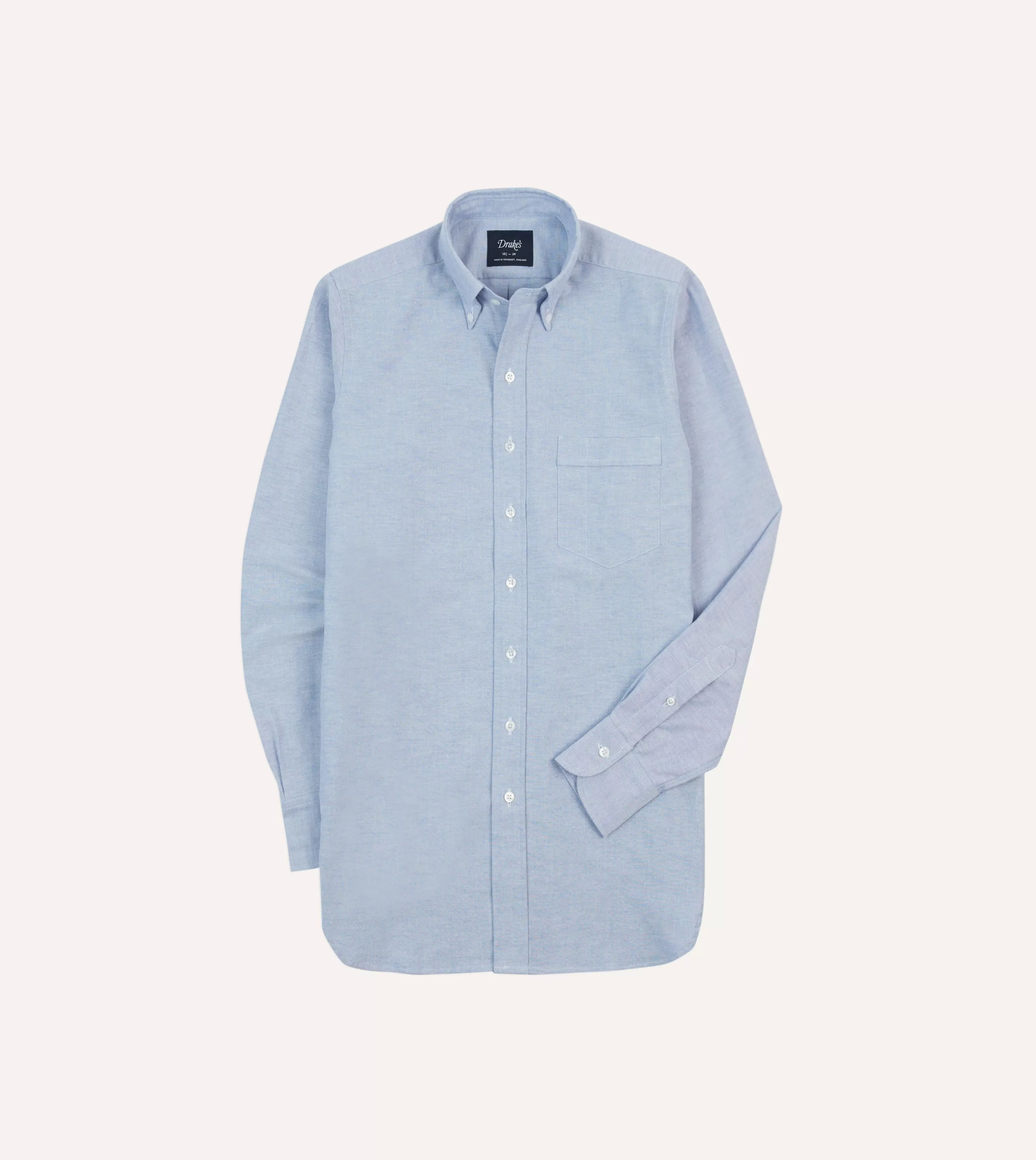 Drake’s Shirts | Formal Shirts | Cotton Oxford Cloth Button-Down Shirt Mid-blue