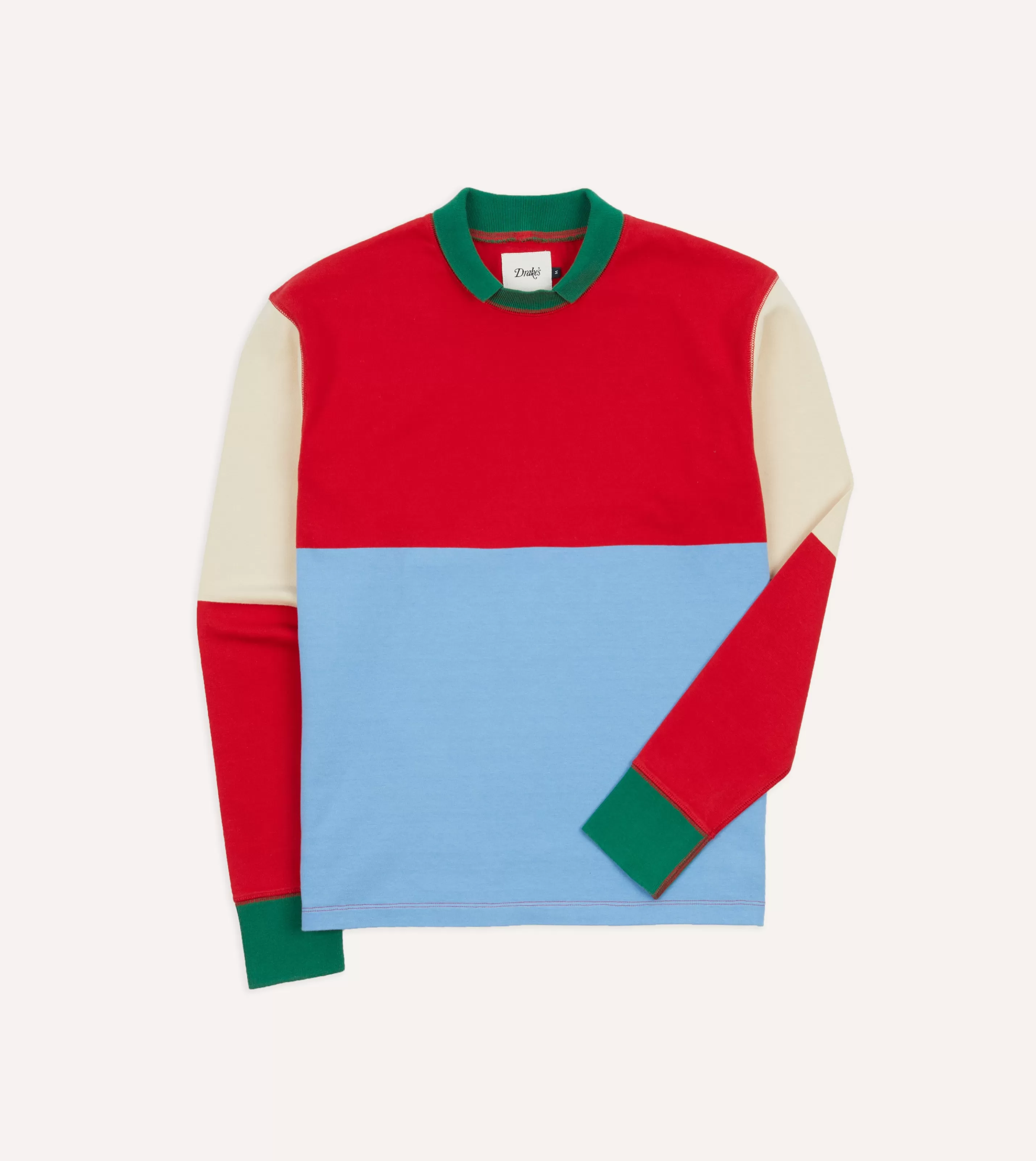 Drake’s Polos & Sweatshirts | Rugby Shirts | Multi Block Stripe Mock Collar Long-Sleeve Jersey