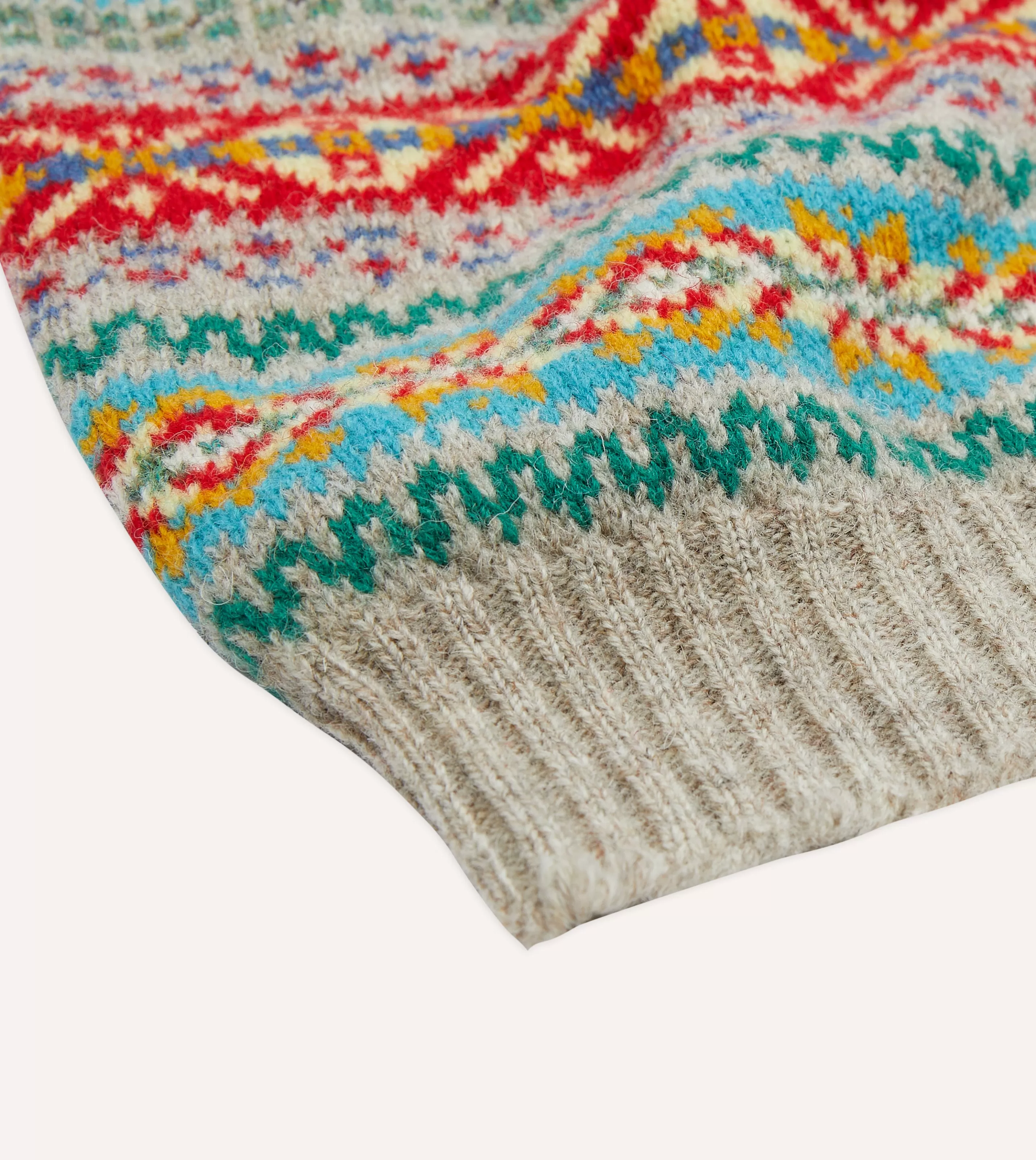 Drake’s Knitwear | Multicoloured Fair Isle Lambswool Sleeveless V-Neck Jumper