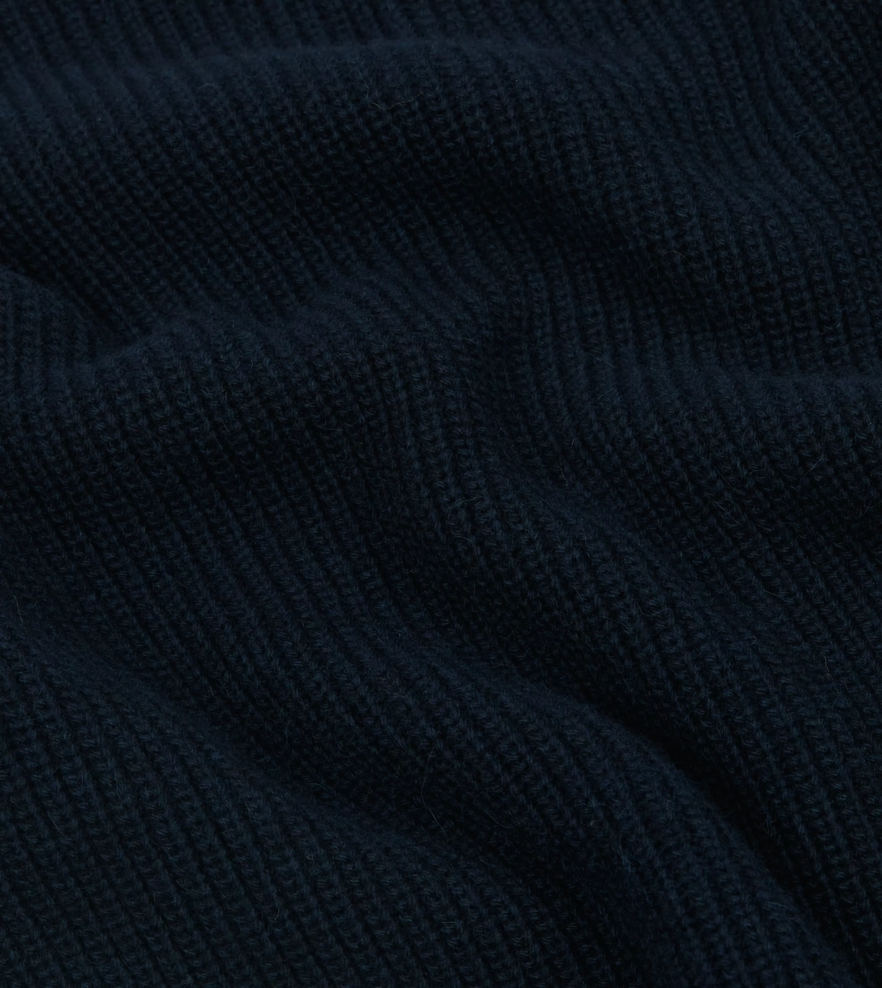 Drake’s Knitwear | Alpaca Lambswool Ribbed Integral Collar Jumper Navy