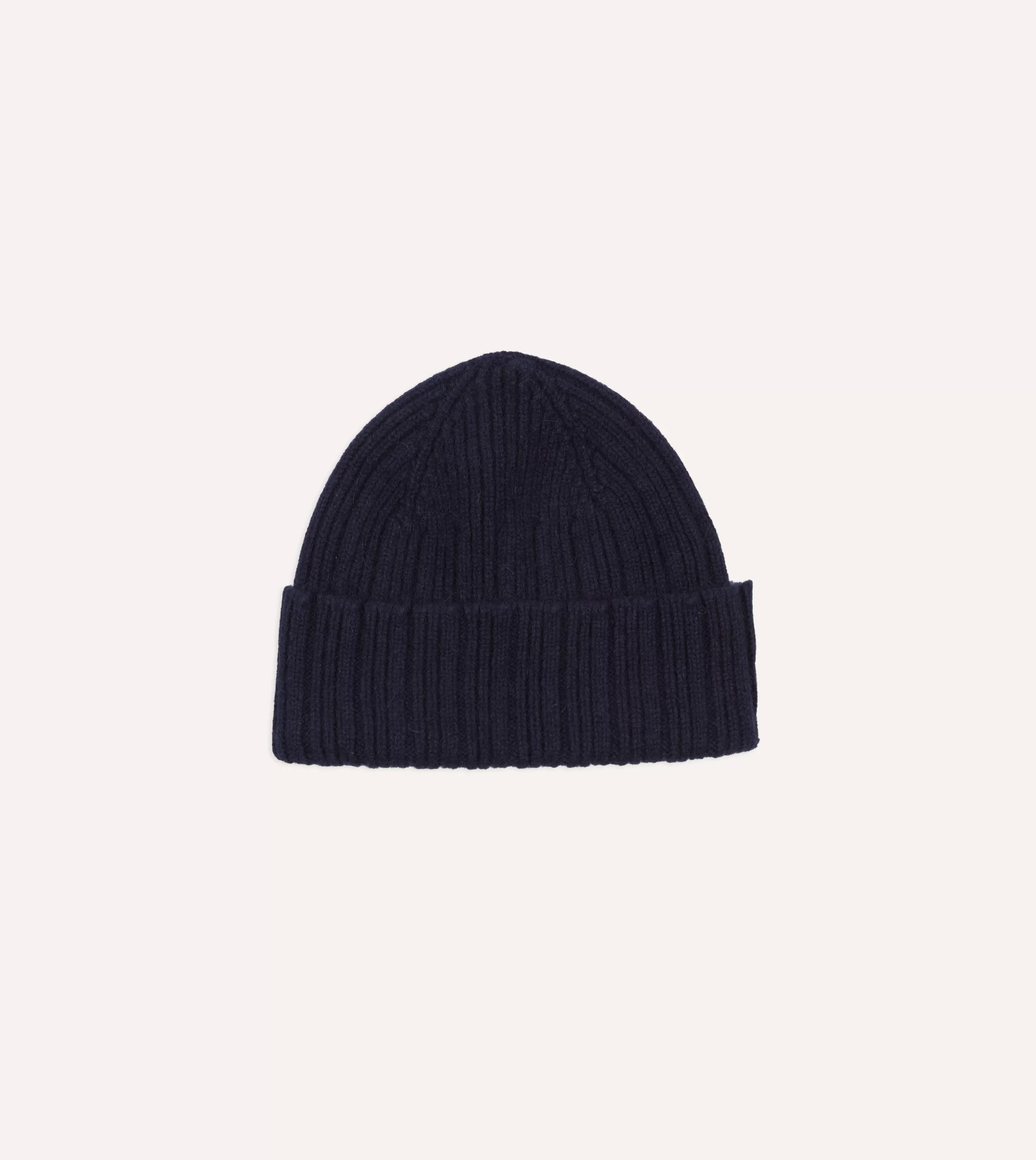 Drake’s Hats | Hats | Angora Lambswool Ribbed Knit Cap Navy