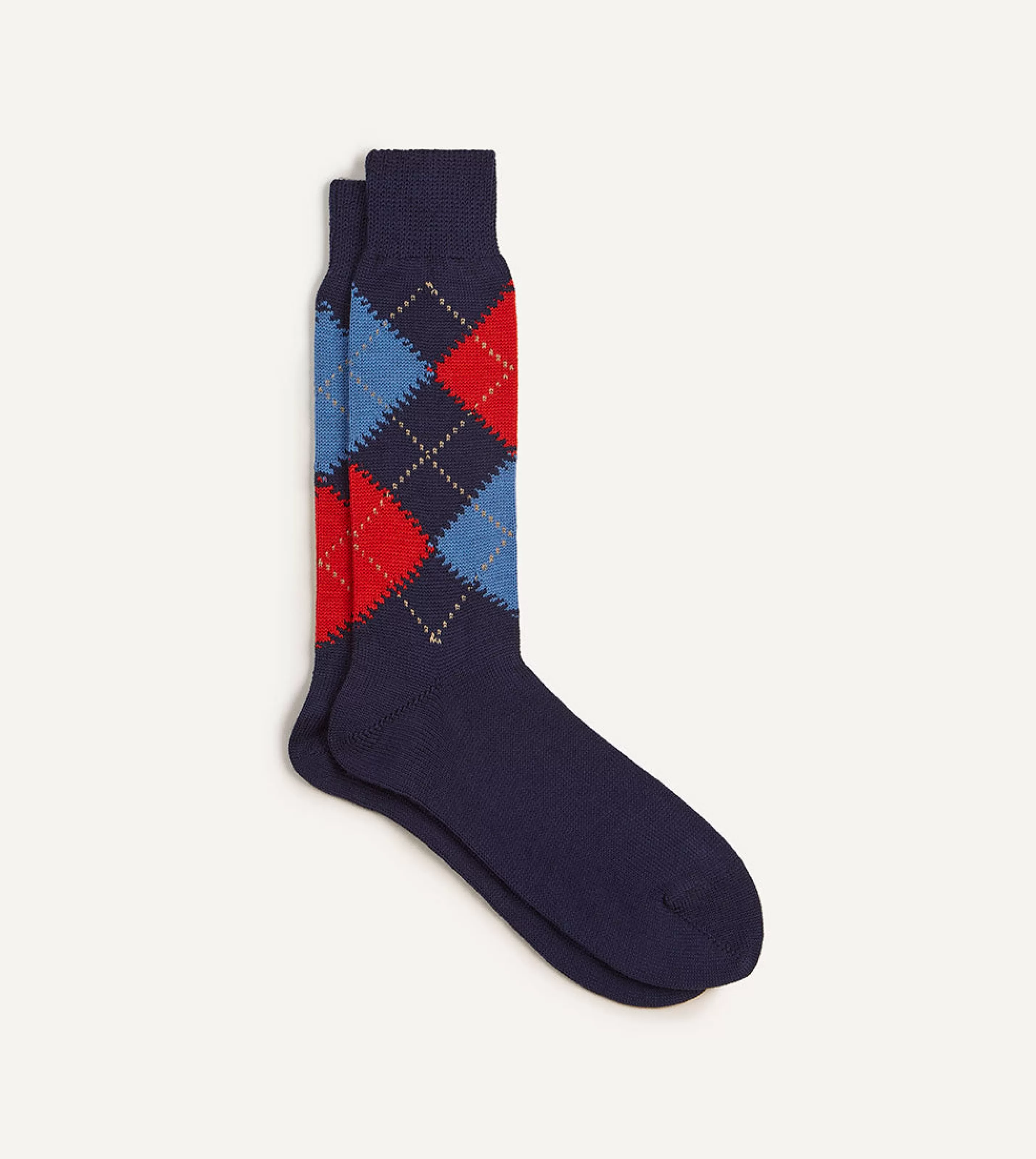 Drake’s Socks | Navy Argyle Wool Cotton Socks