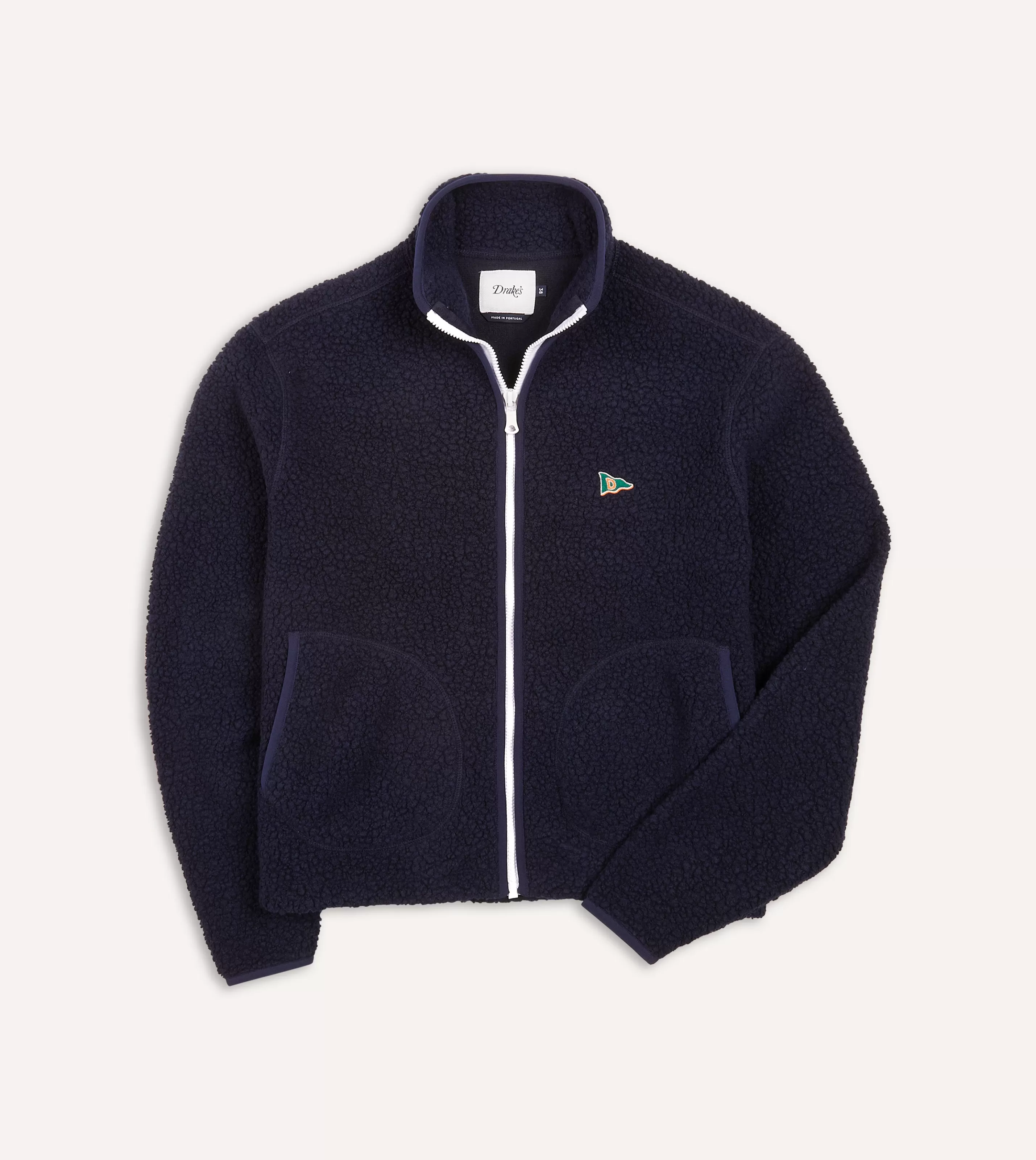 Drake’s Fleeces | Fleeces | Boucle Wool Zip Fleece Jacket Navy