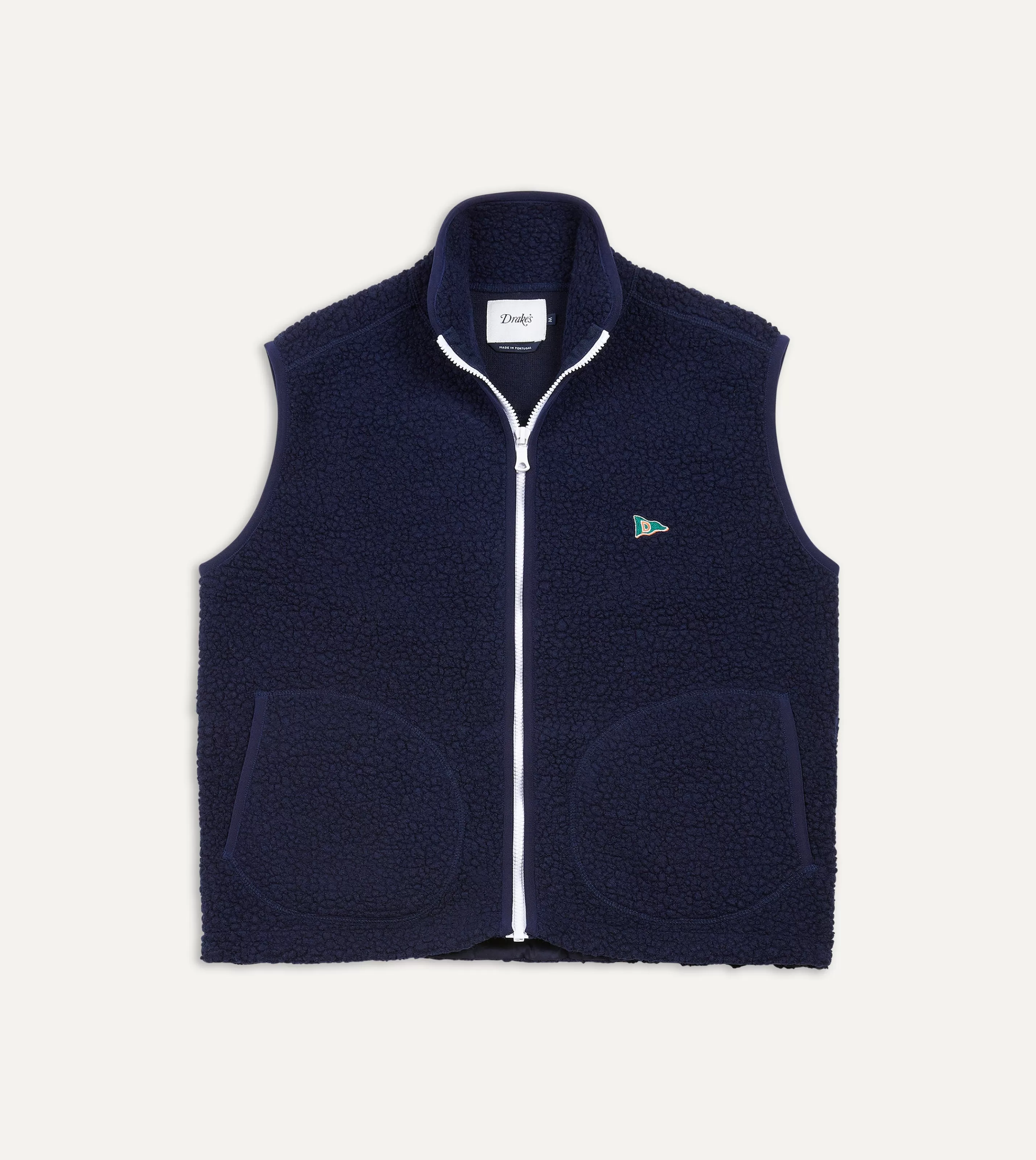 Drake’s Fleeces | Fleeces | Boucle Wool Zip Fleece Vest Navy