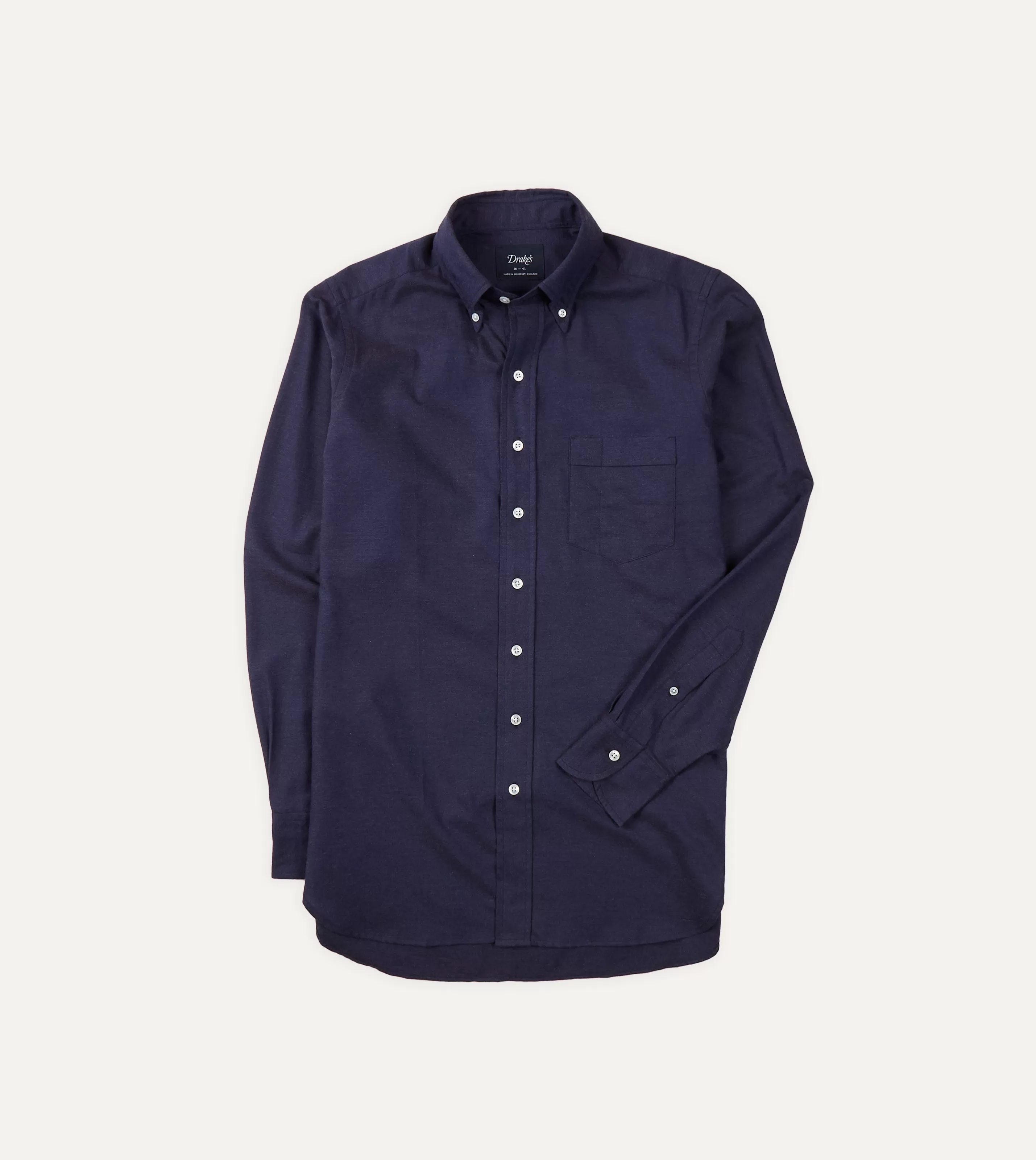 Drake’s Shirts | Navy Cotton Flannel Button-Down Shirt