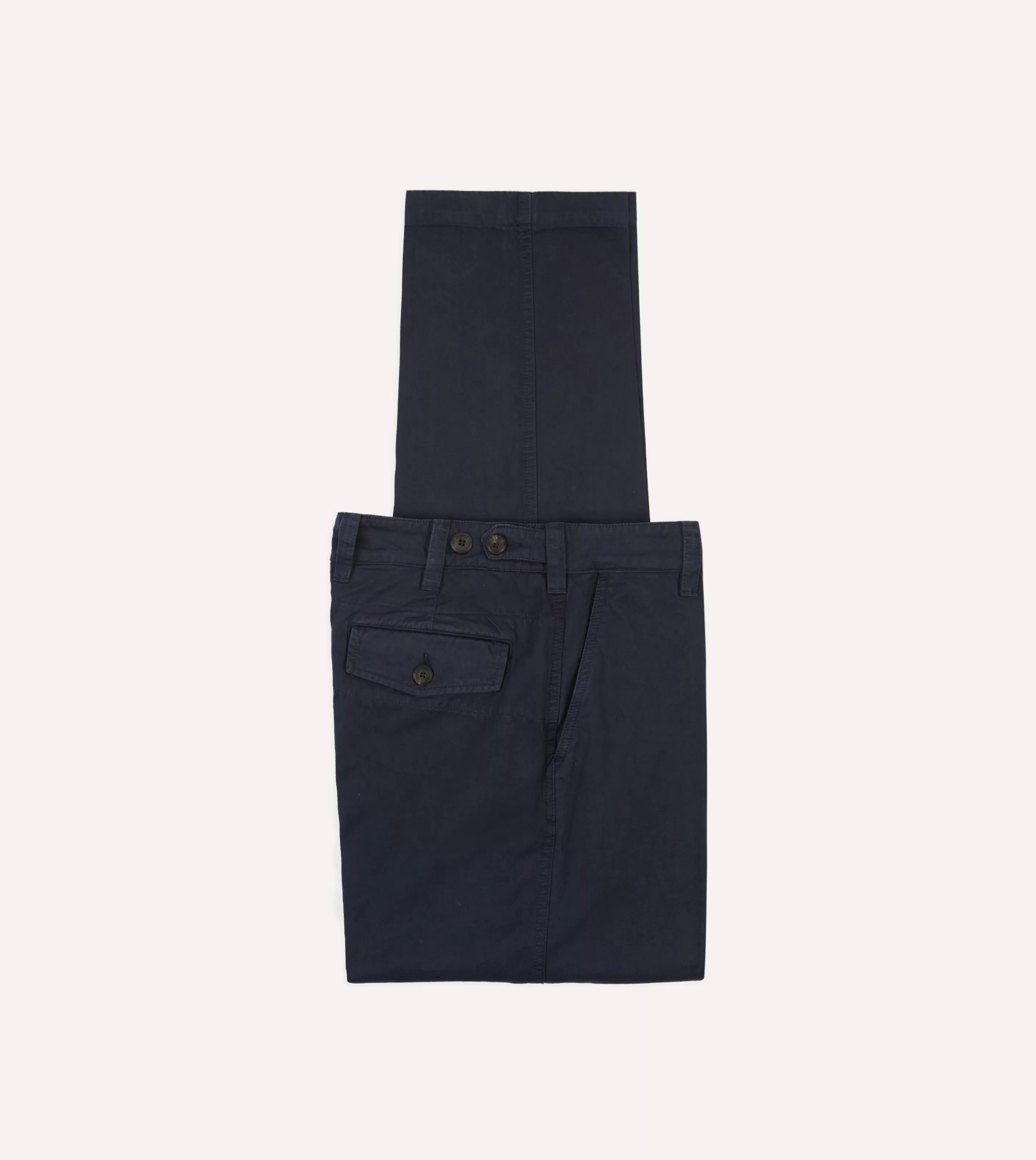 Drake’s Trousers | Navy Cotton Flat Front Chino