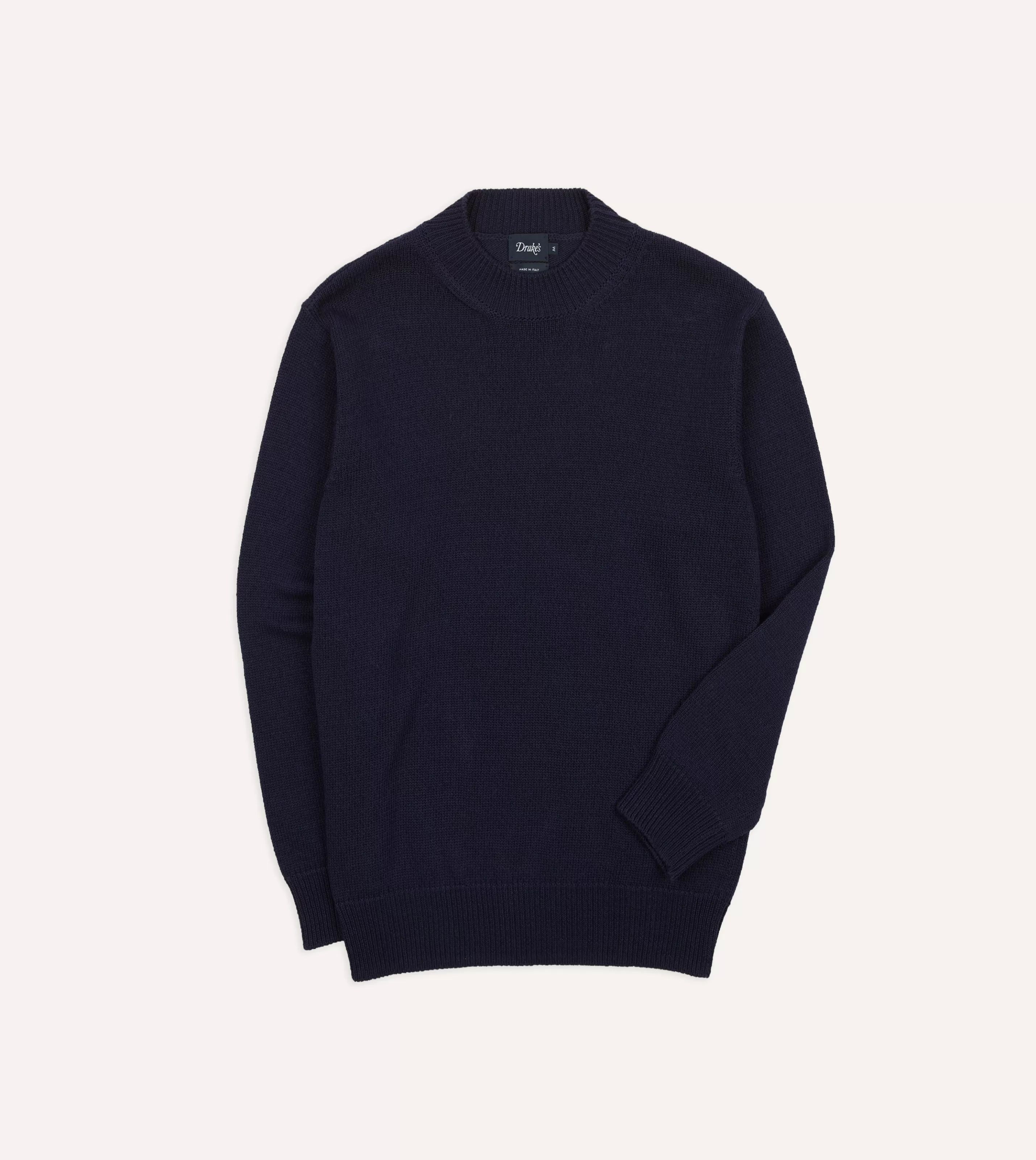 Drake’s Knitwear | Cotton Mock Neck Jumper Navy