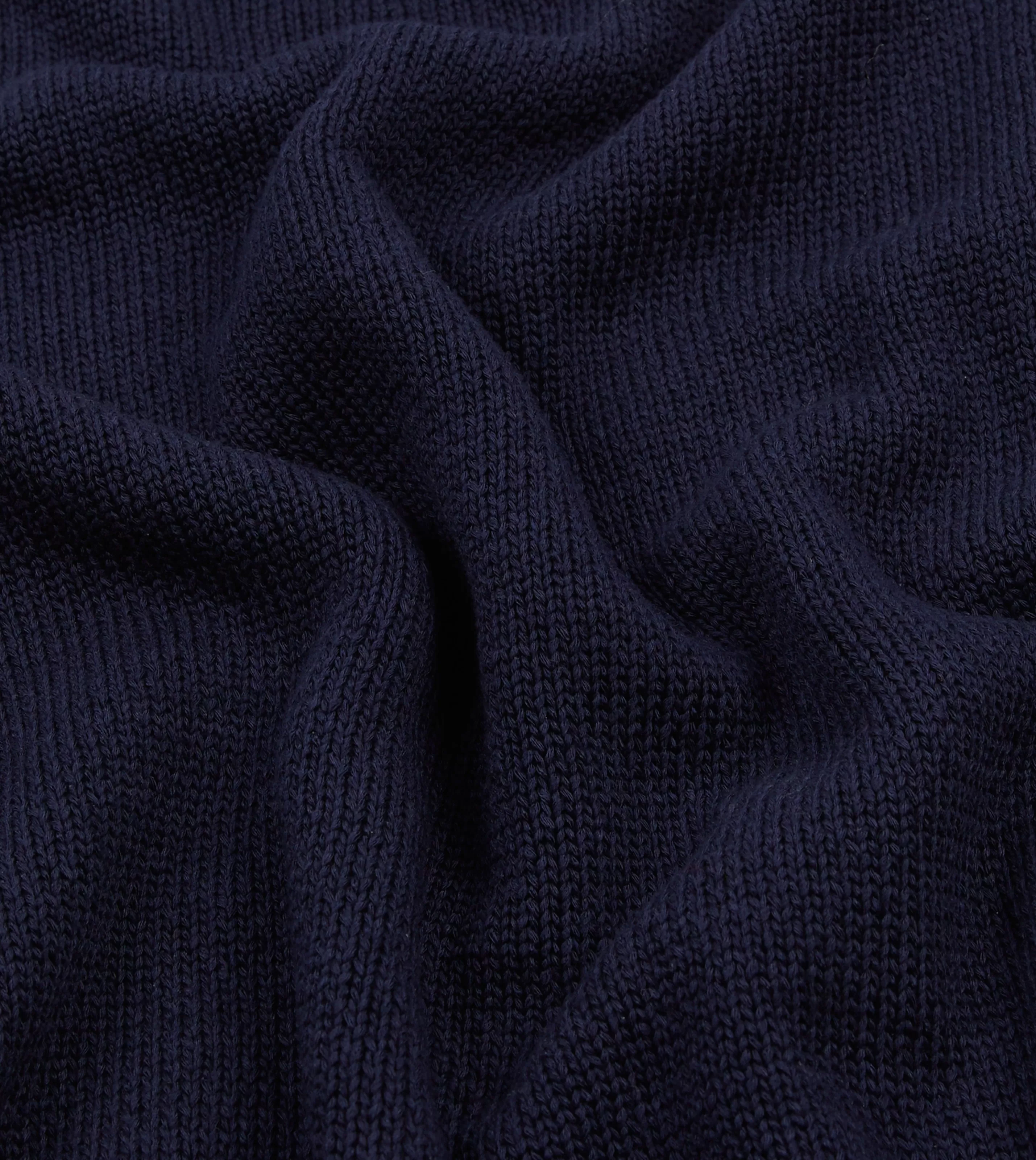 Drake’s Knitwear | Cotton Mock Neck Jumper Navy