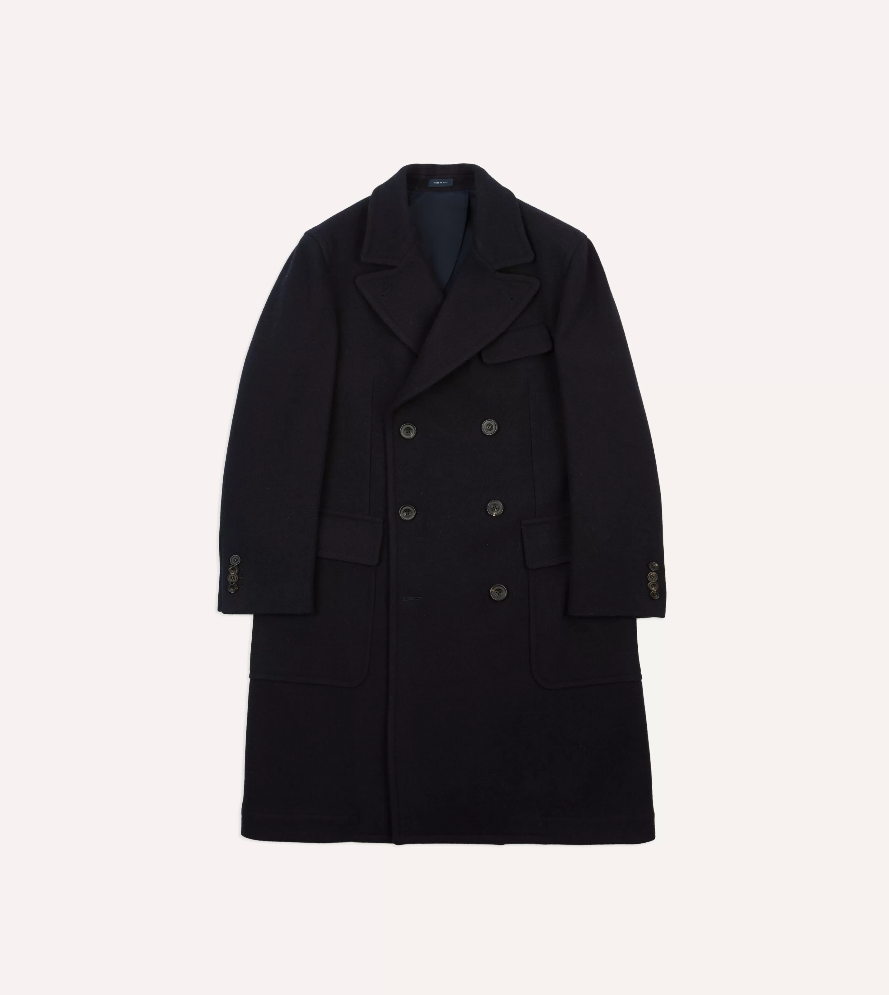 Drake’s Coats & Jackets | Navy Double-Breasted Wool Overcoat