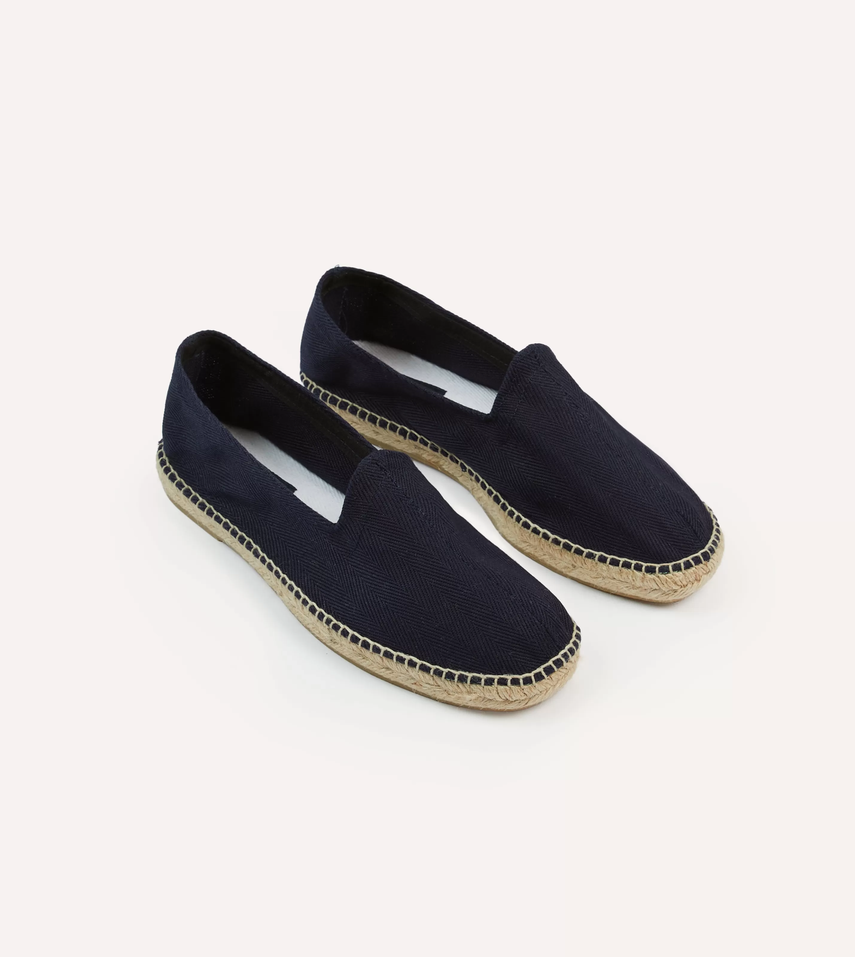 Drake’s Footwear | Espadrilles | Herringbone Cotton Espadrilles Navy