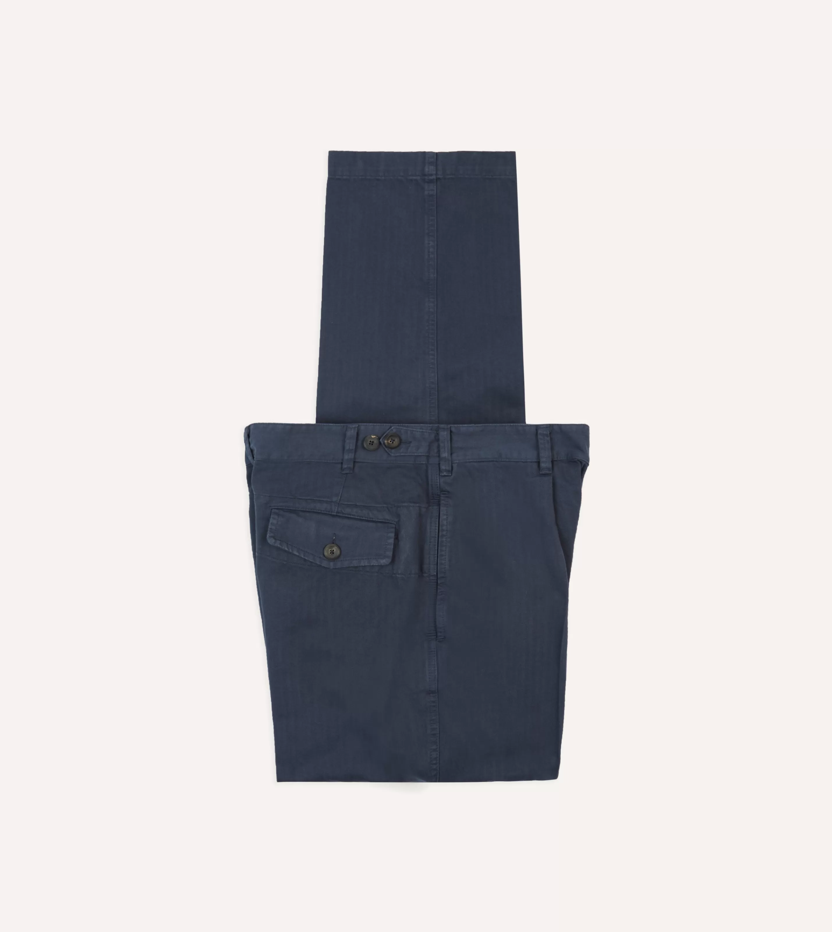 Drake’s Trousers | Trousers | Herringbone Cotton Games Trousers Navy