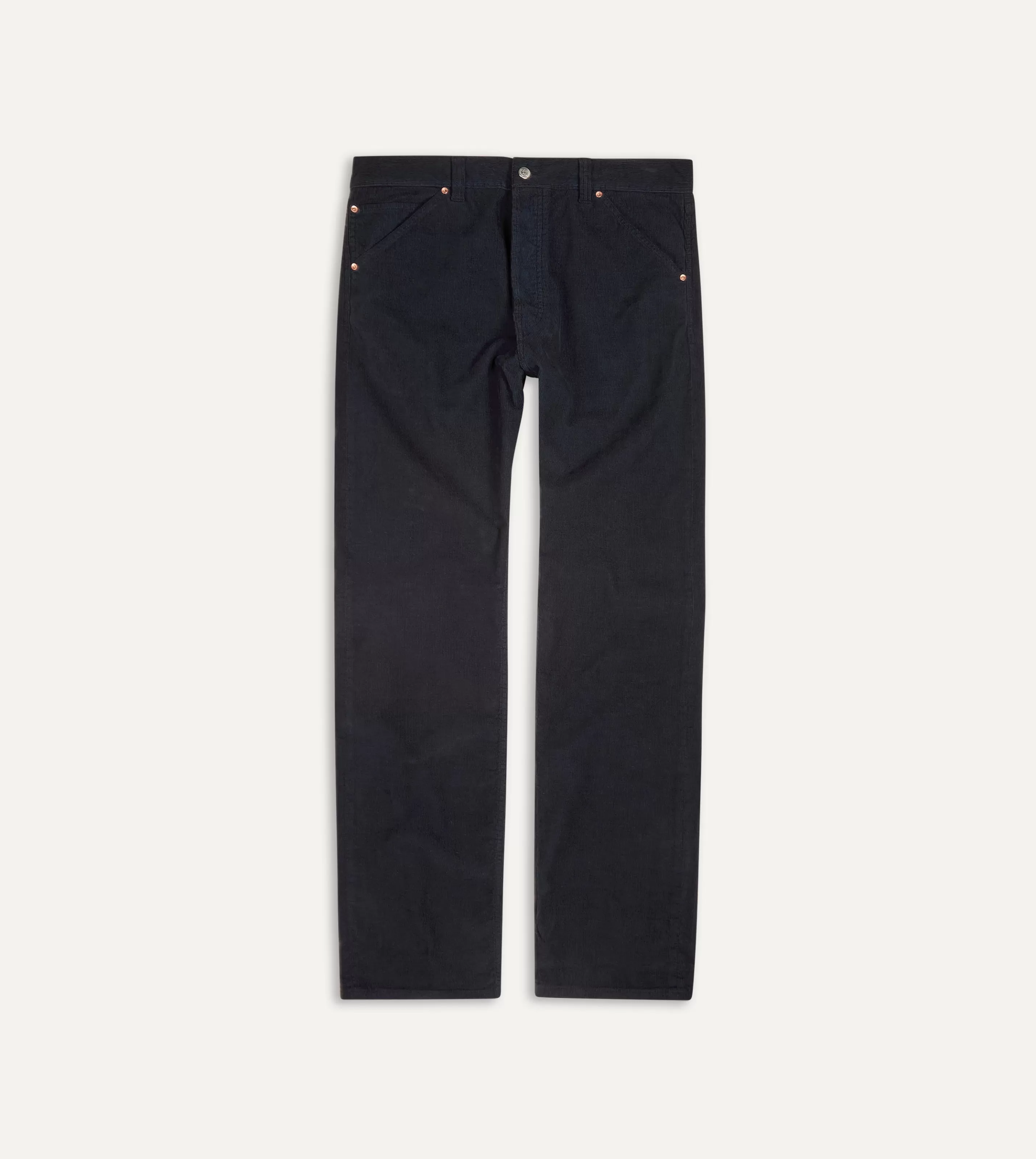 Drake’s Trousers | Japanese Selvedge Needlecord Five-Pocket Trousers Navy