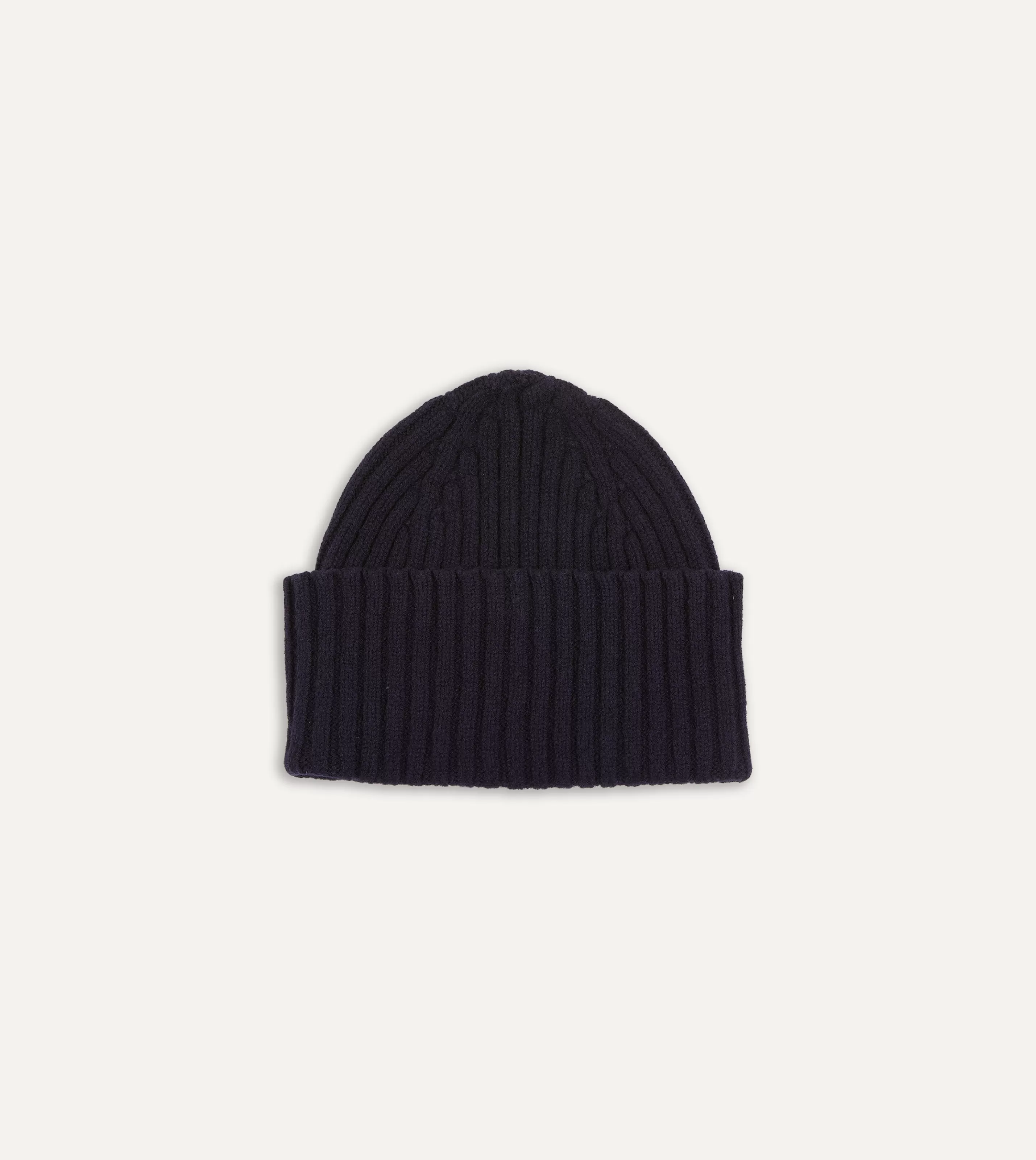 Drake’s Hats | Lambswool Ribbed Knit Cap Navy