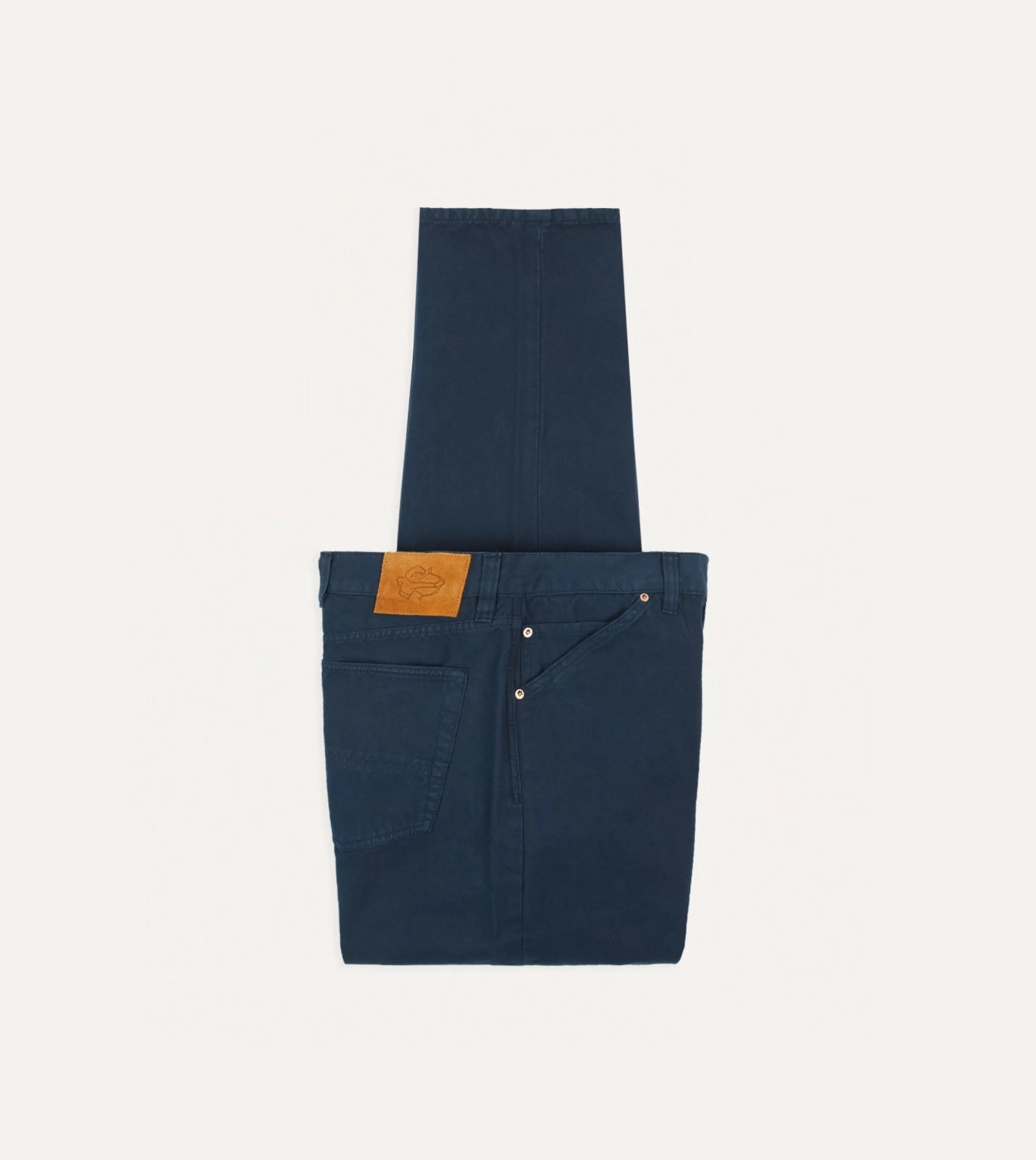 Drake’s Trousers | Lightweight Cotton Canvas Five-Pocket Jeans Navy