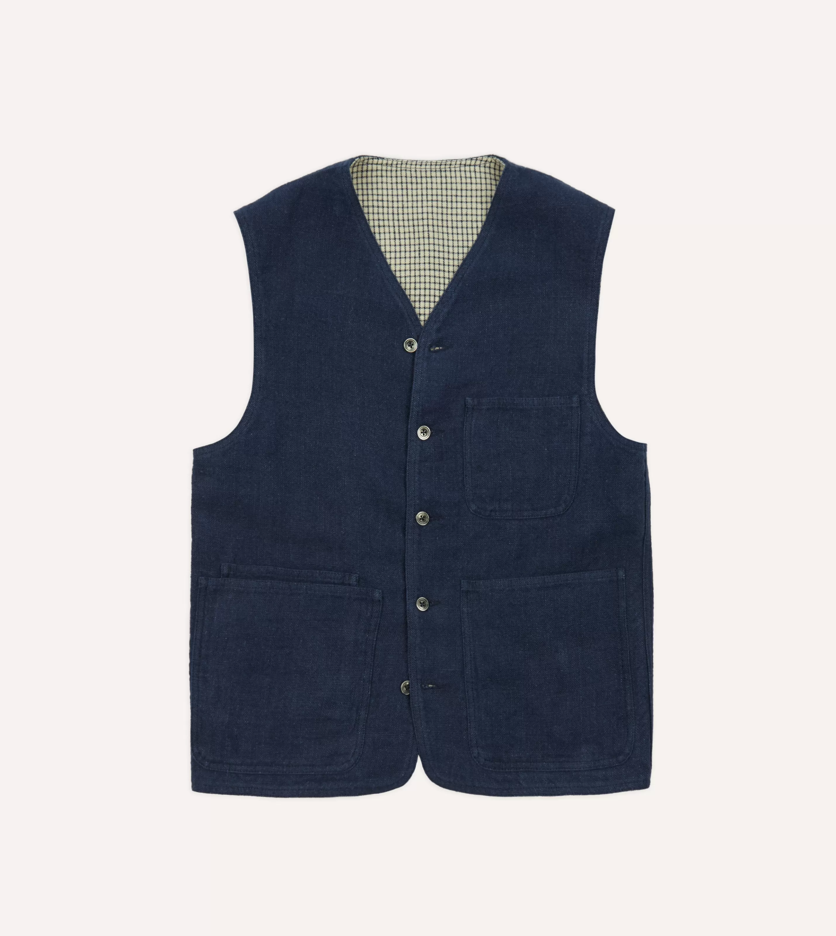 Drake’s Coats & Jackets | Navy Linen Utility Vest