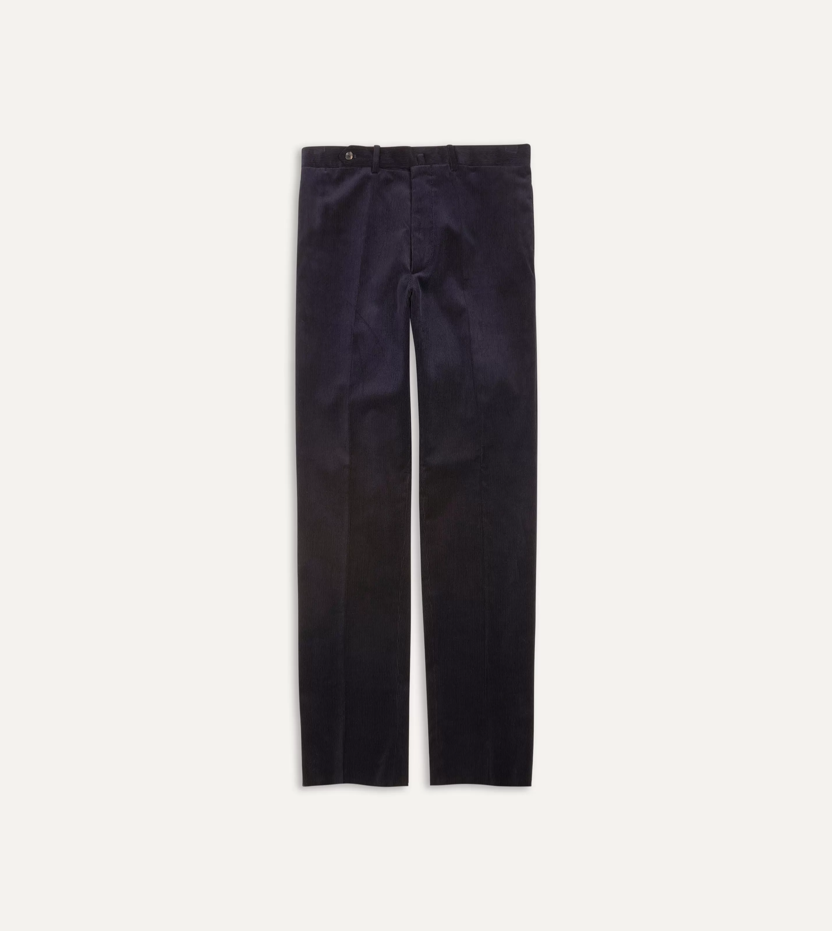 Drake’s Trousers | Trousers | Mid-Wale Corduroy Flat Front Trouser Navy