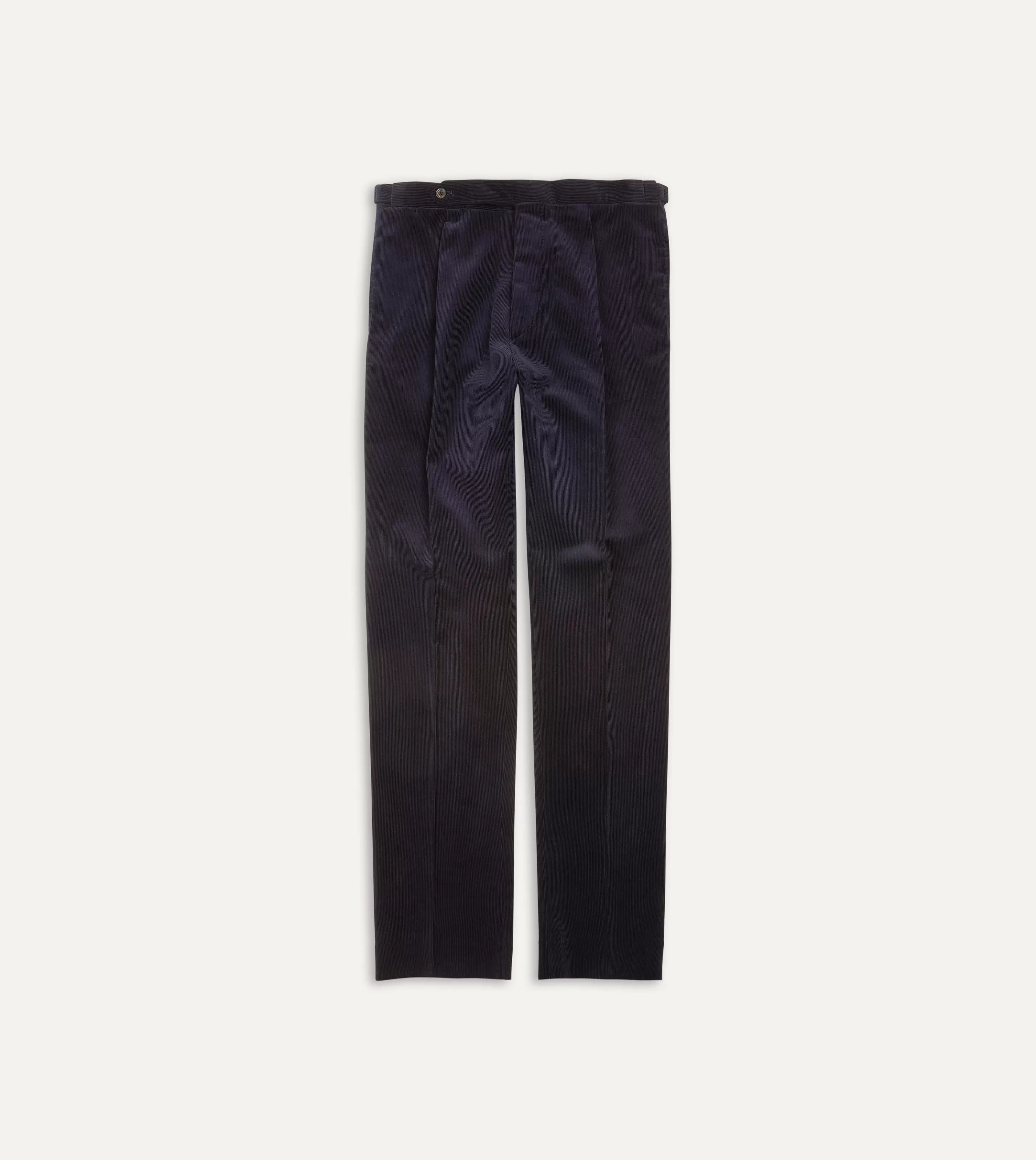 Drake’s Trousers | Trousers | Mid-Wale Corduroy Single Pleat Trouser Navy