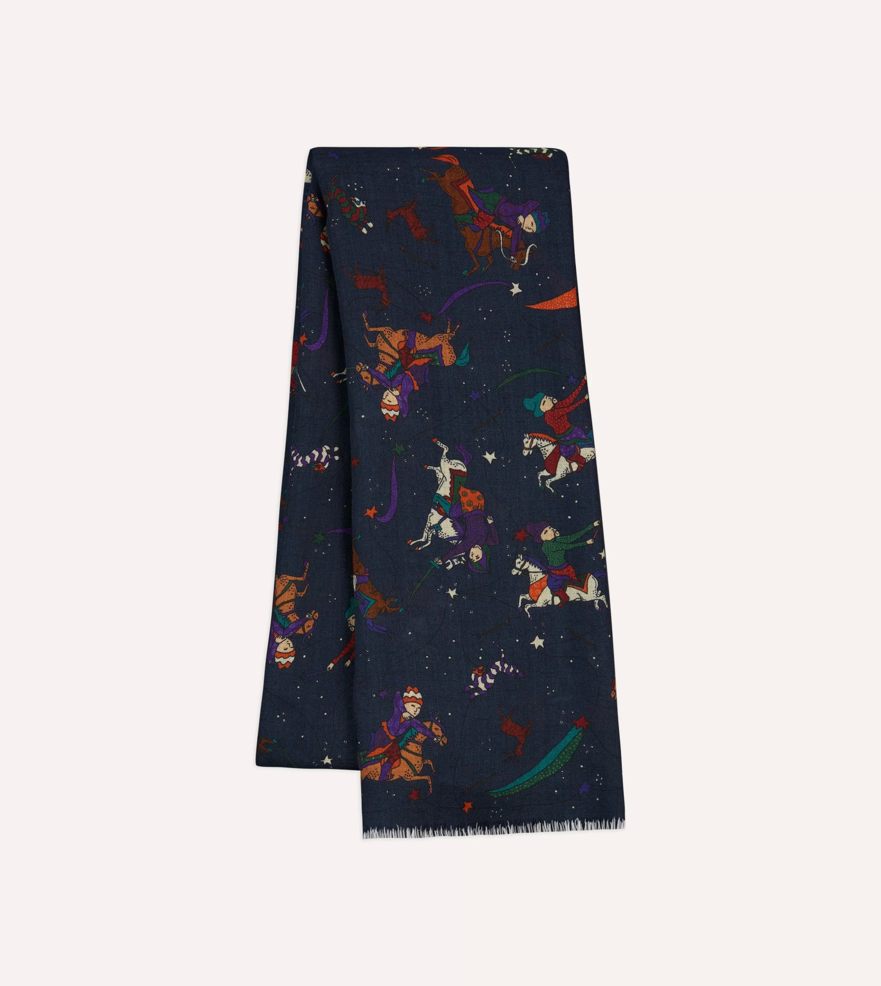 Drake’s Scarves | Scarves | Mughal And Stars Print Wool Scarf Navy