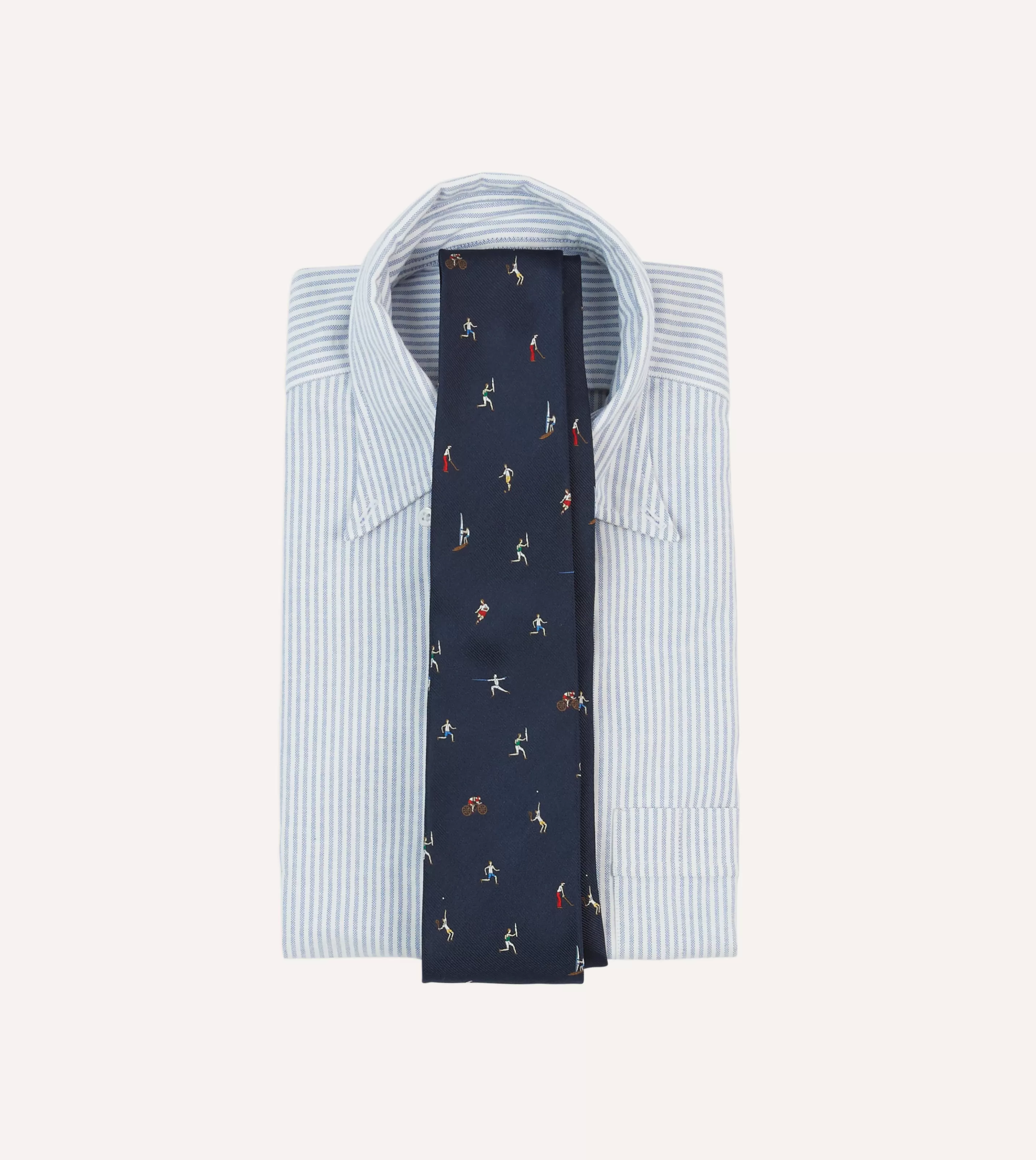 Drake’s Patterned Ties | Navy Olympic Games Motif Silk Tipped Tie