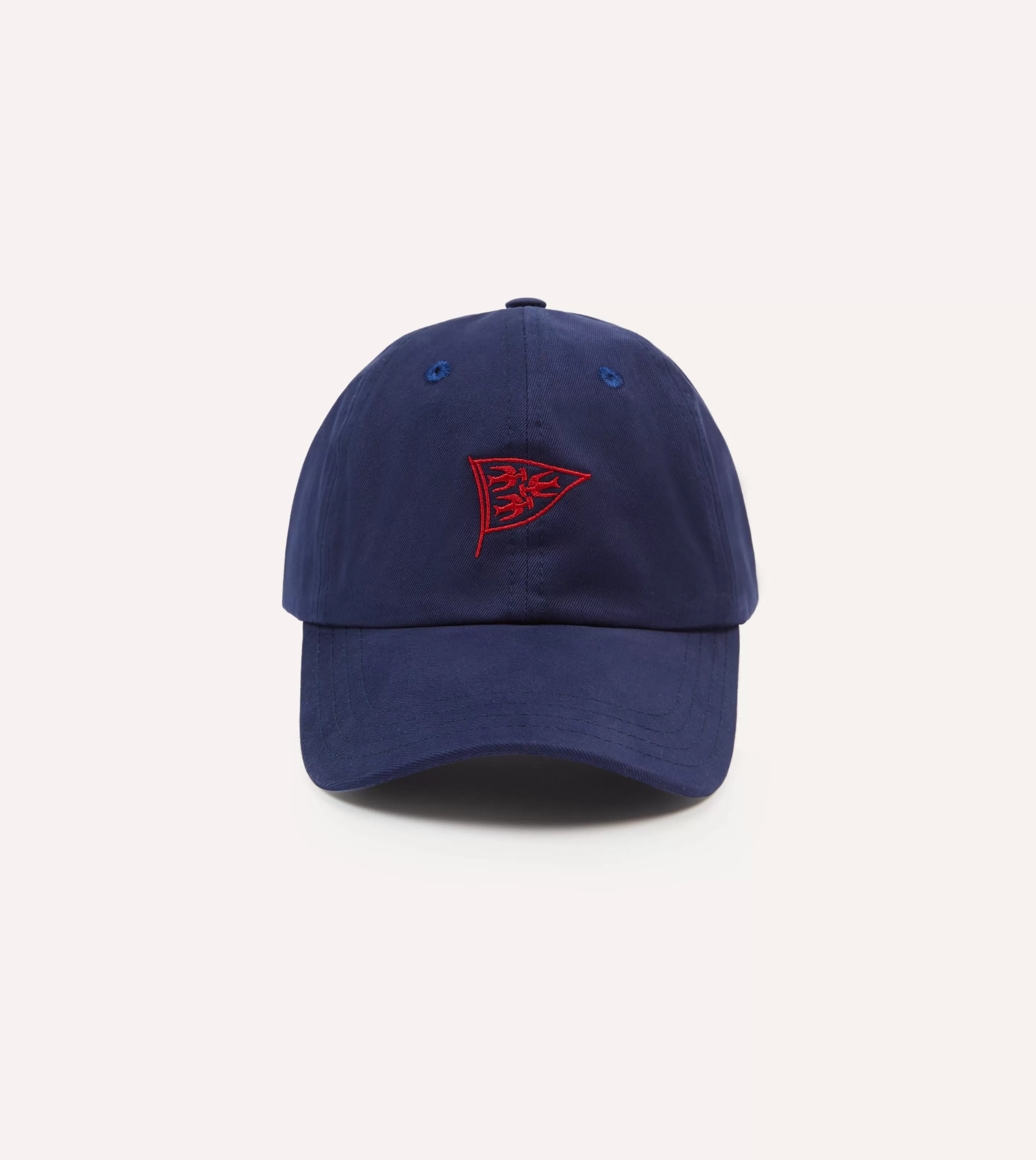 Drake’s Hats | Navy Pigeon Flag Emblem Cotton Twill Baseball Cap