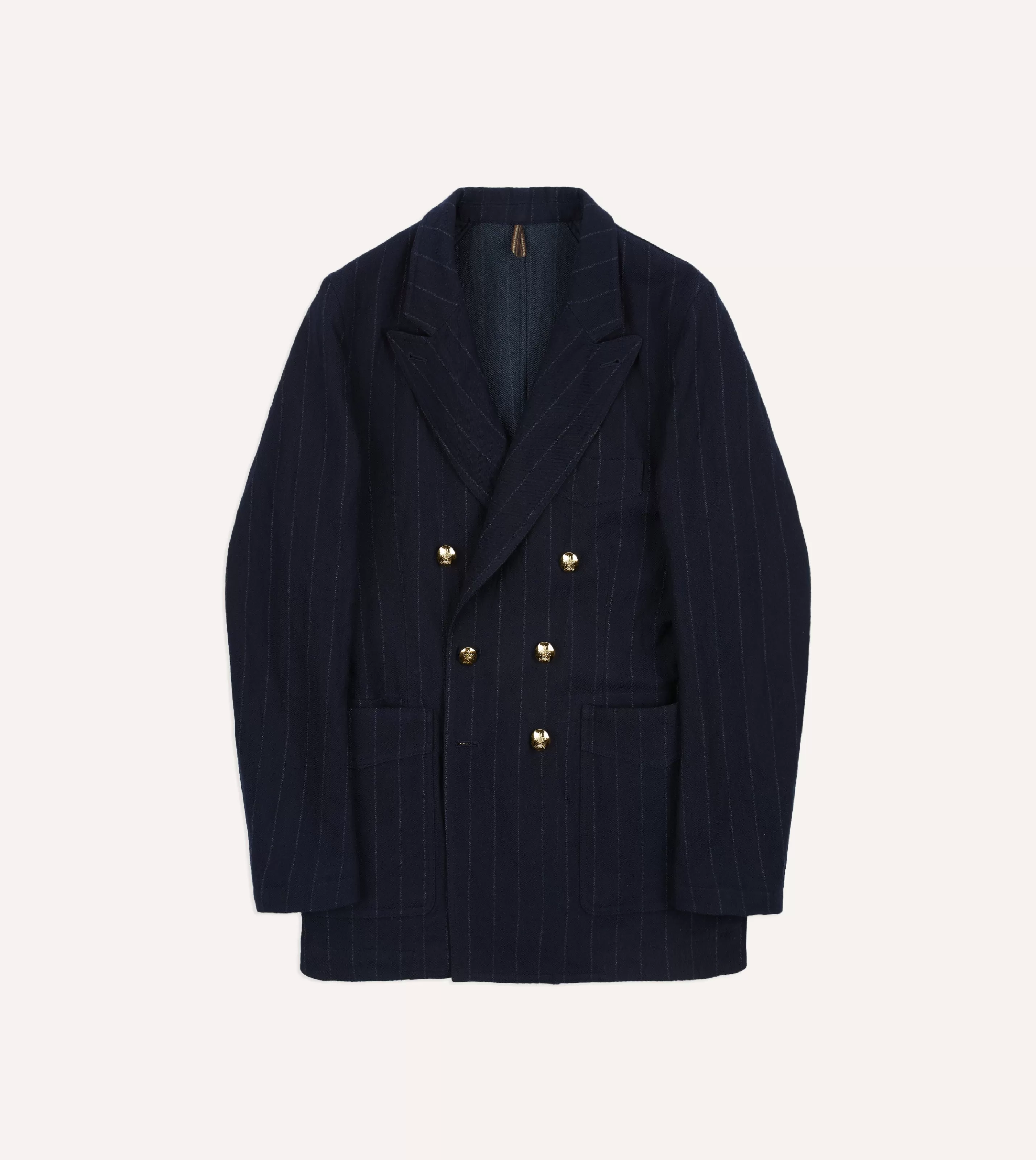 Drake’s Blazers | Navy Pin Stripe Wool-Cotton Games Blazer Mk. III