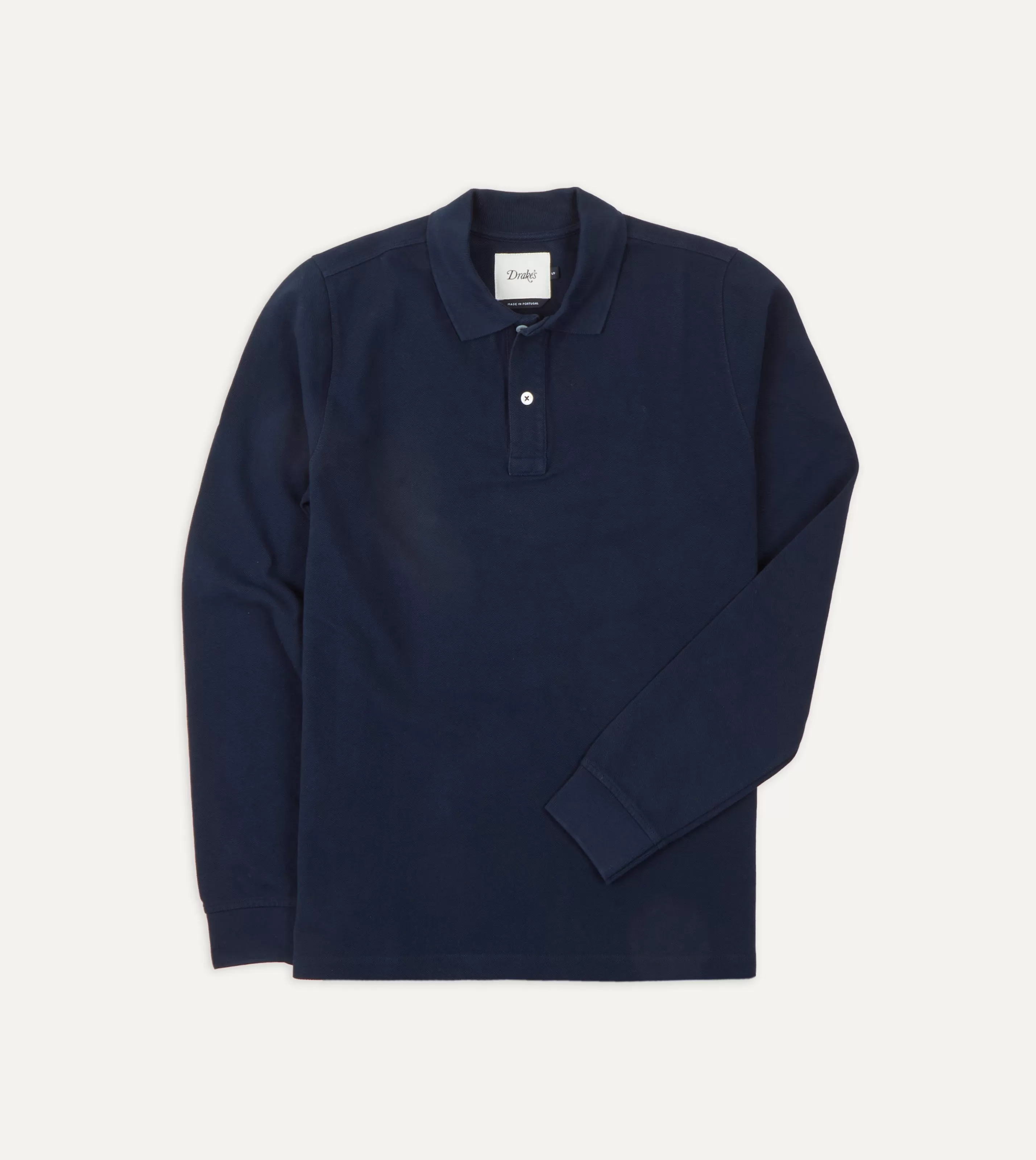 Drake’s Polos & Sweatshirts | Pique Cotton Long-Sleeve Polo Shirt Navy