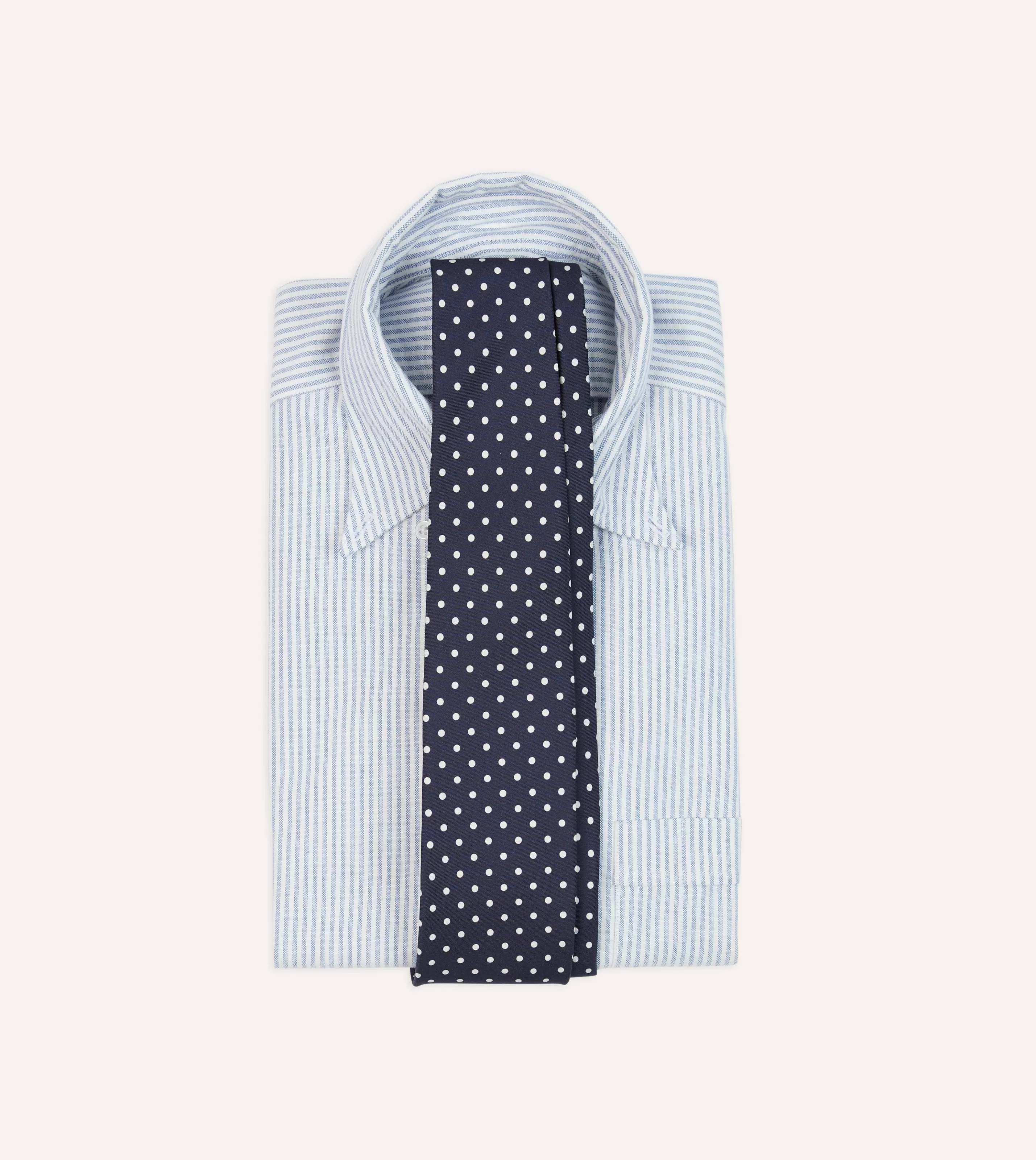 Drake’s Patterned Ties | Navy Polka Dot Silk Self-Tipped Tie