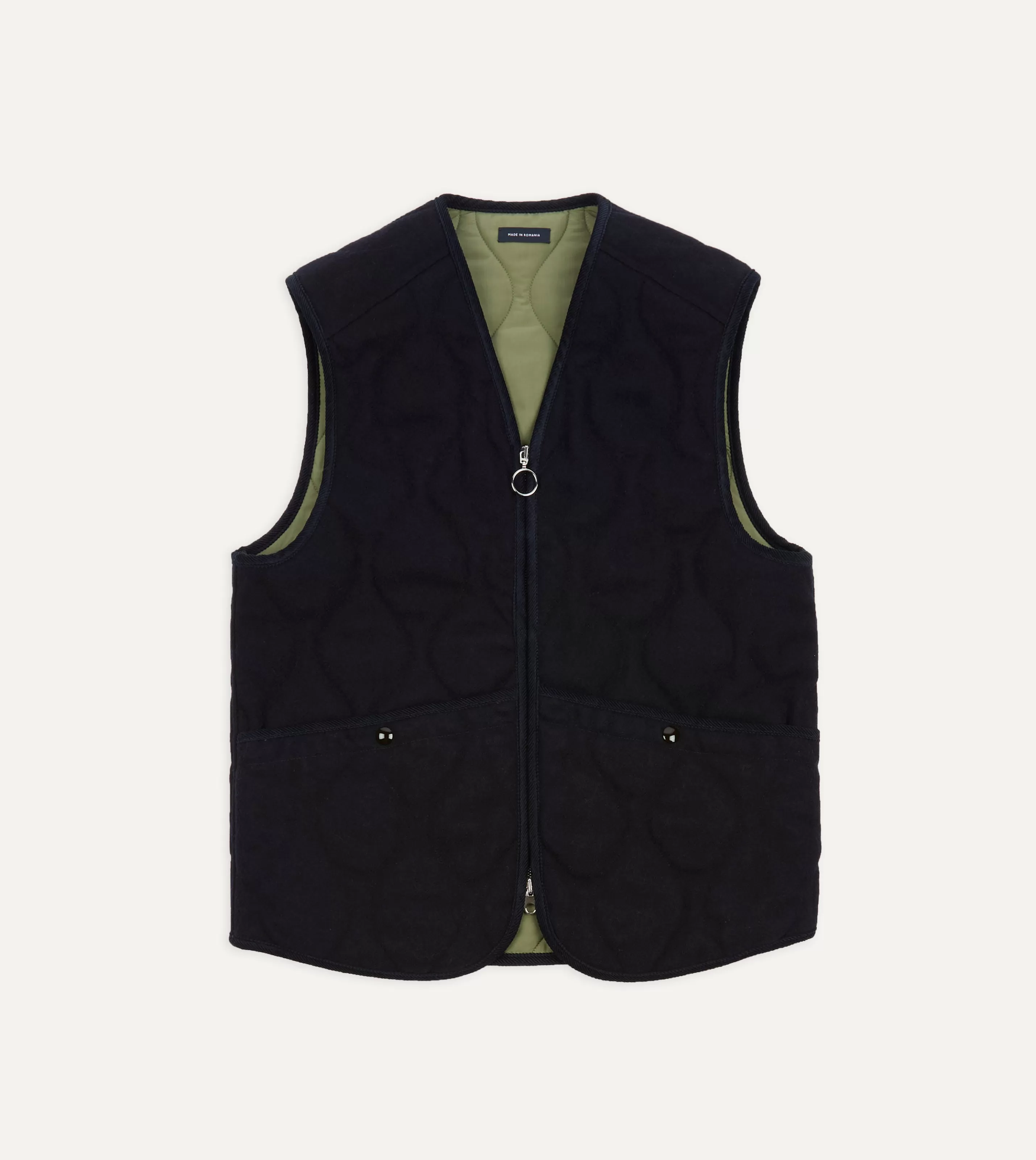 Drake’s Coats & Jackets | Navy Quilted Melton Wool Zip Vest