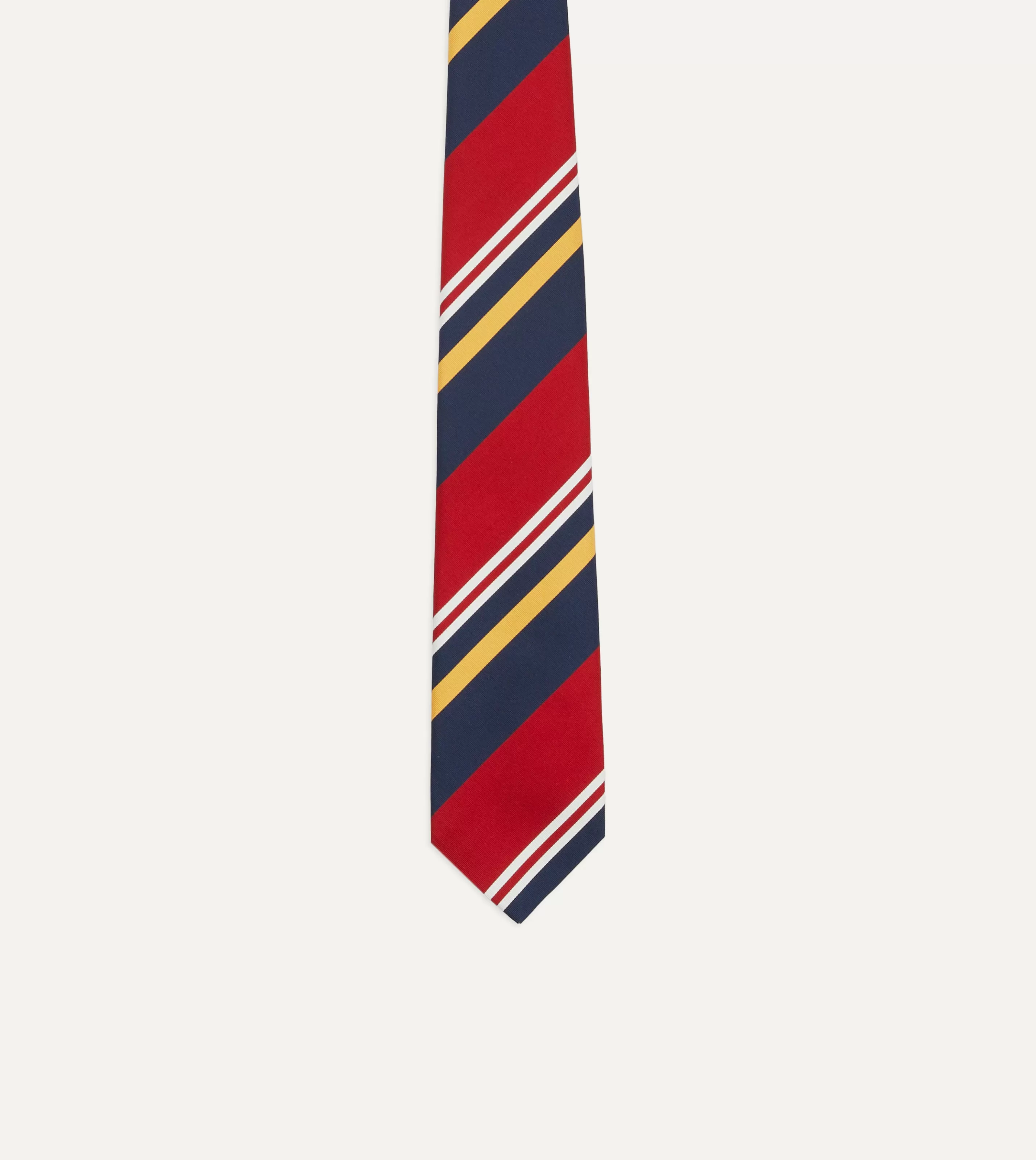 Drake’s Striped Ties | Navy, Red And Yellow Baiadera Stripe Mogador Tipped Tie